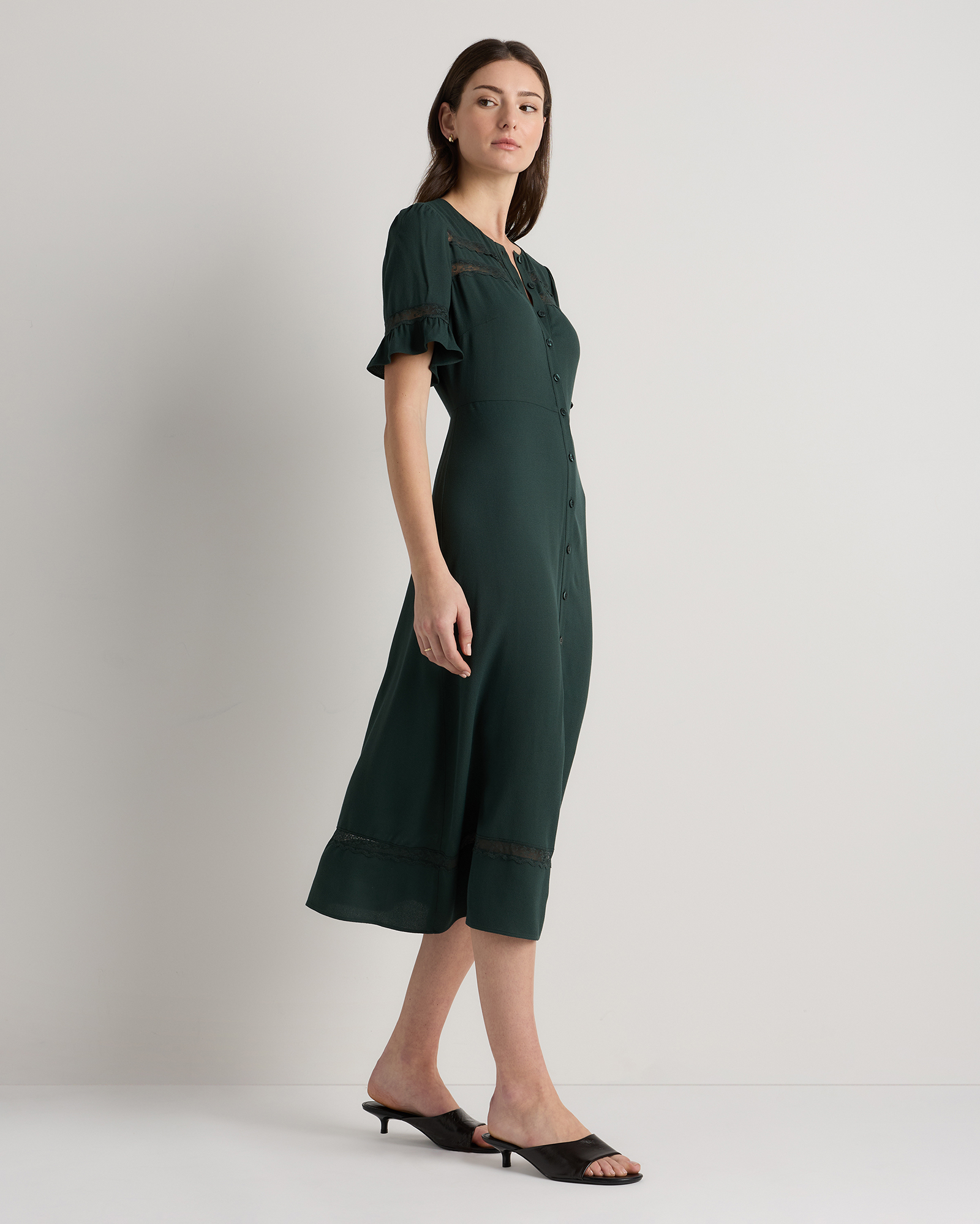 forest green midi dress with sleeves Forest Grace Midi Dress XS main image 0