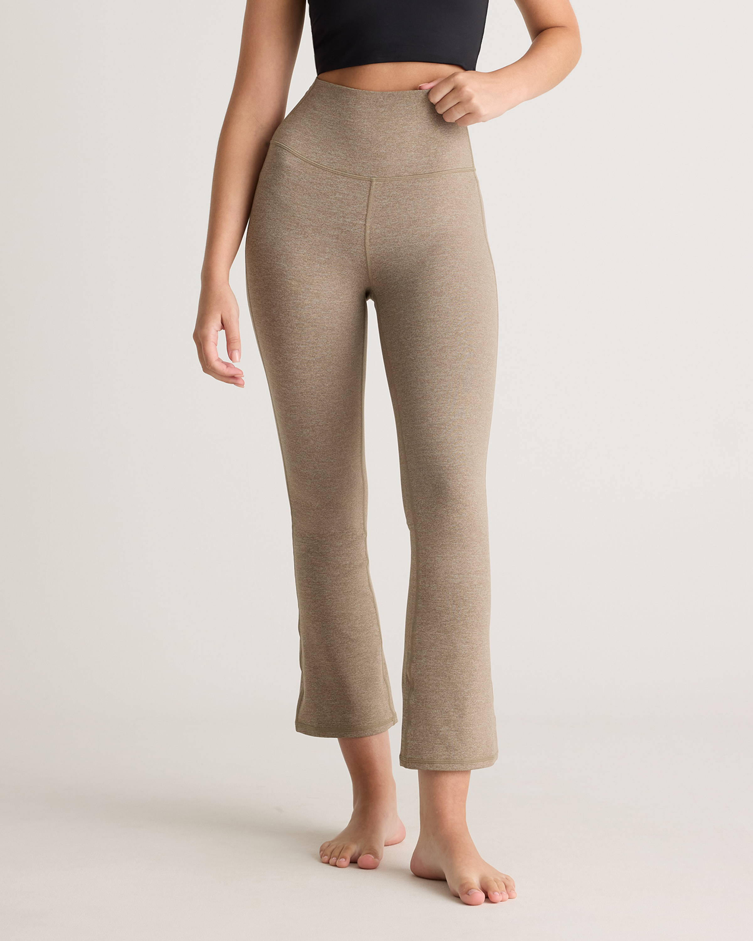 Quince Women's Ultra-soft Cropped Bootcut Pants In Heather Oatmeal