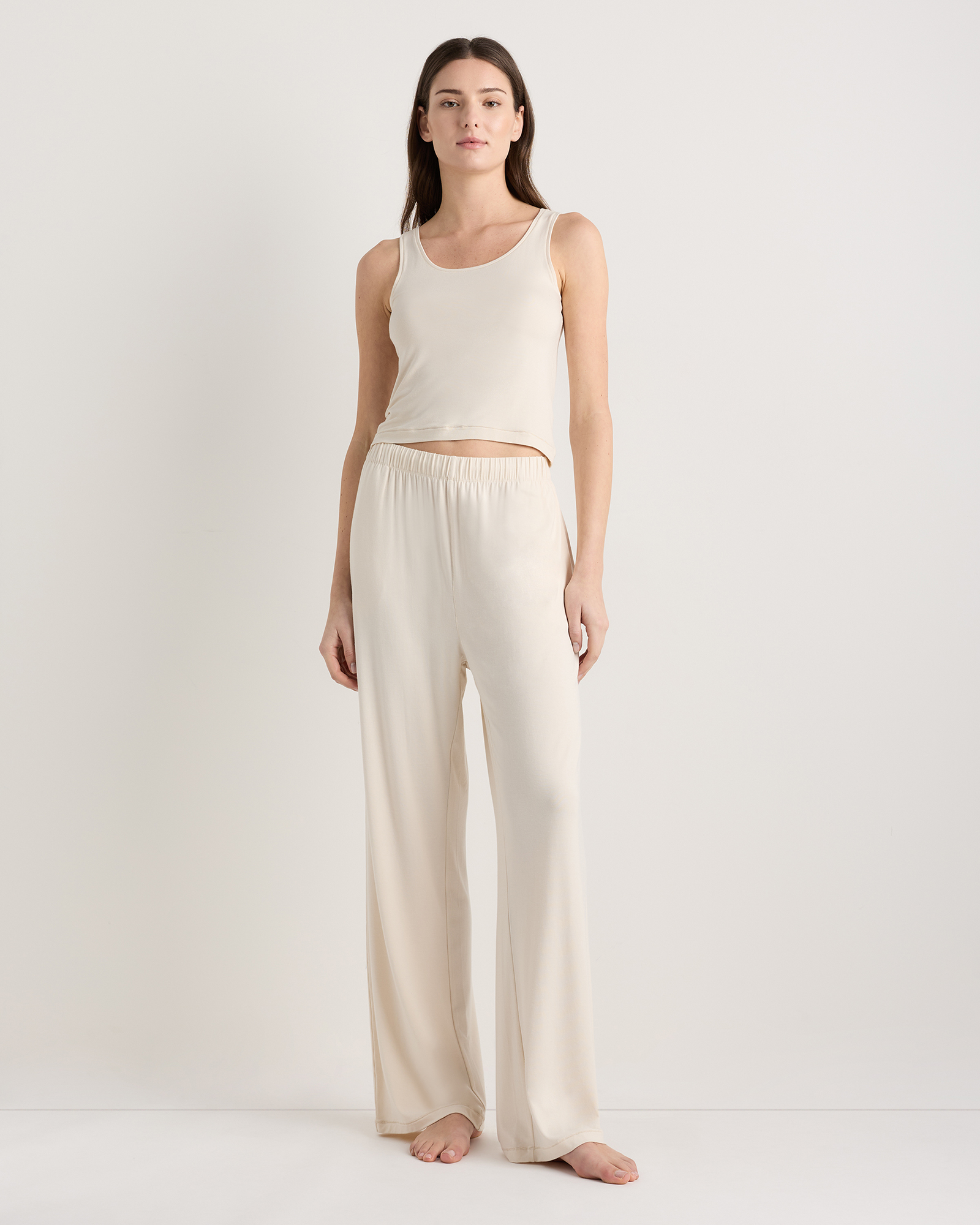 Ivory Bamboo Jersey Tank & Pant Pajama Set