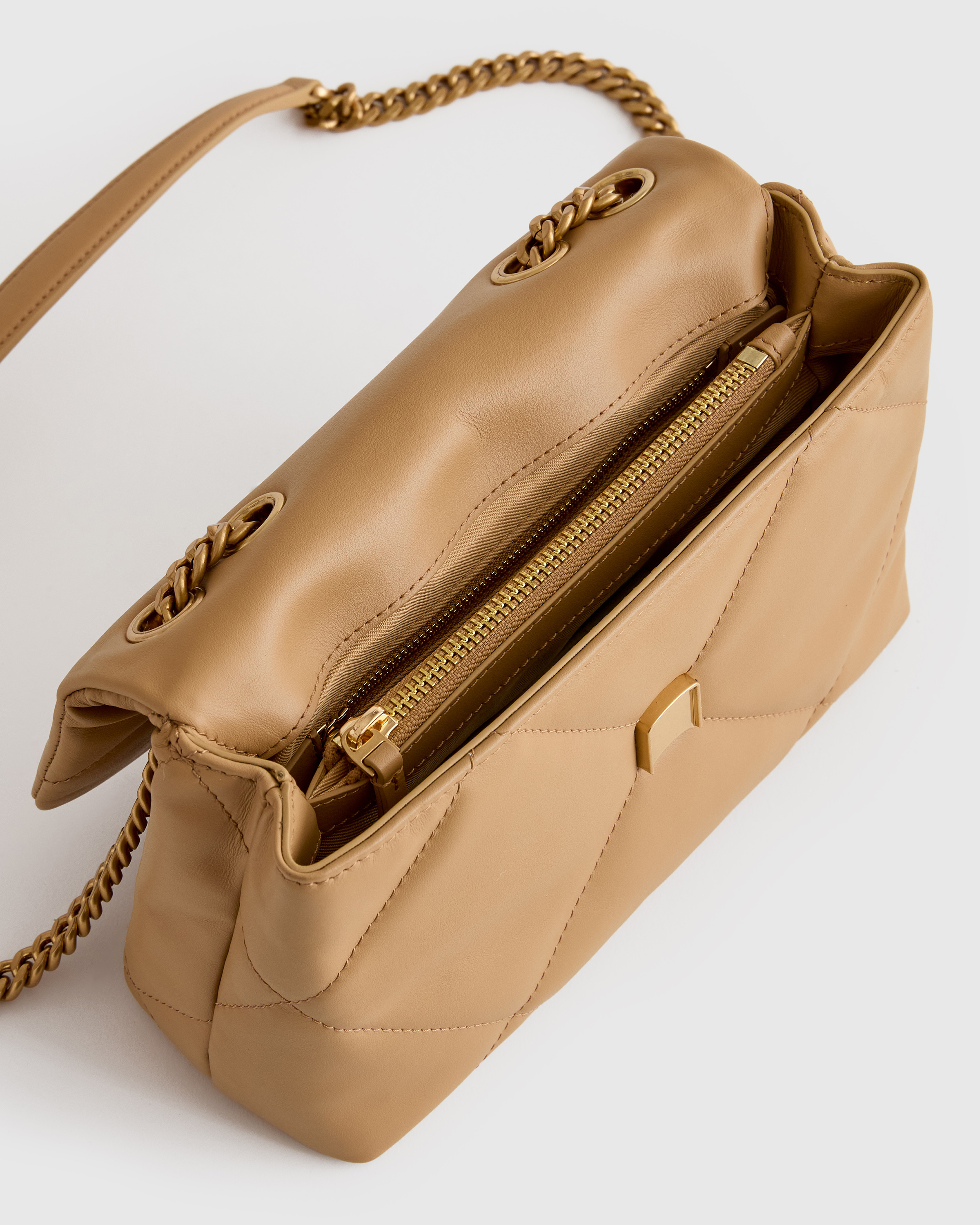 Italian Leather Diamond Quilted Small Shoulder Bag