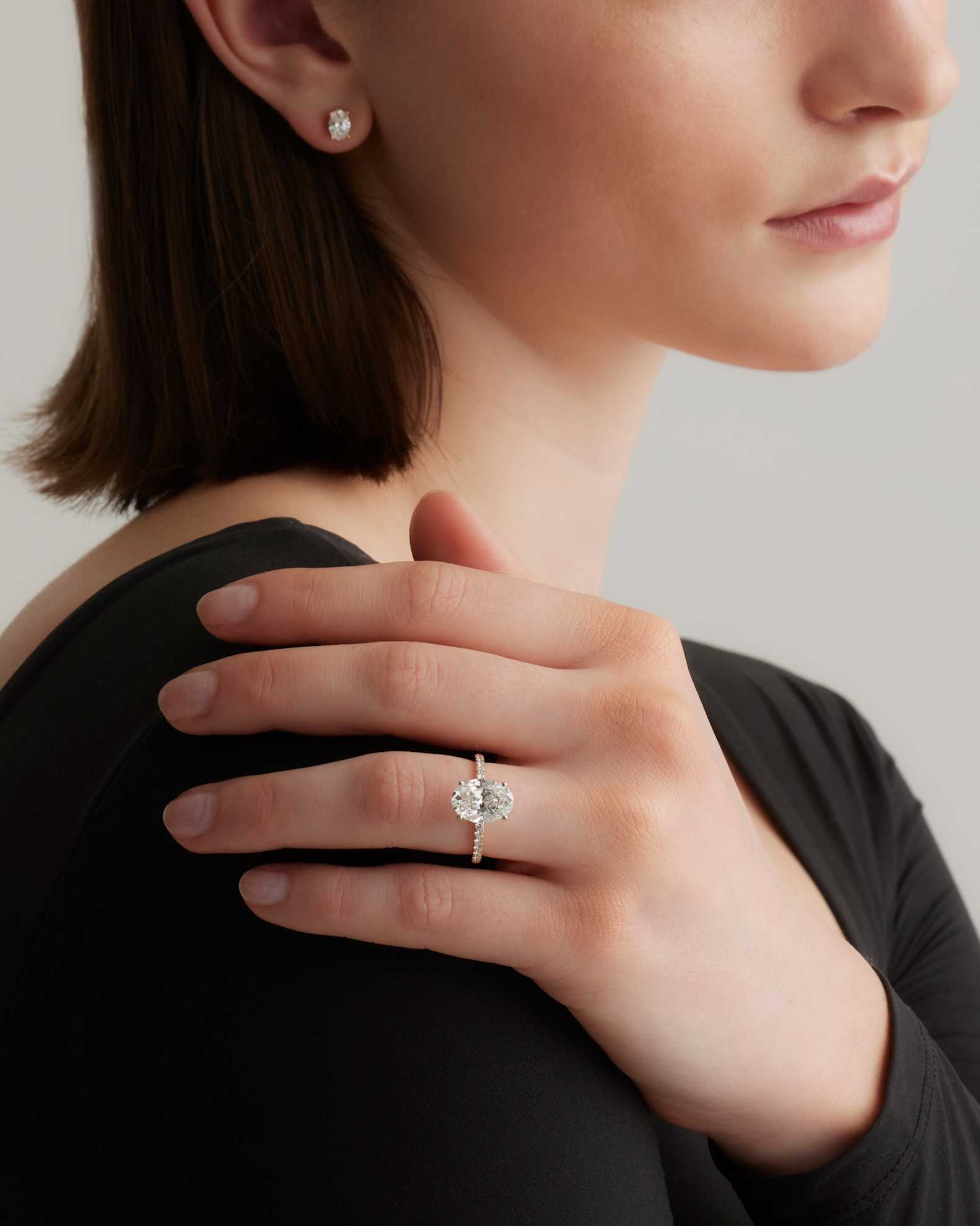 Lab Grown Diamond Round Petite Pave Engagement Ring