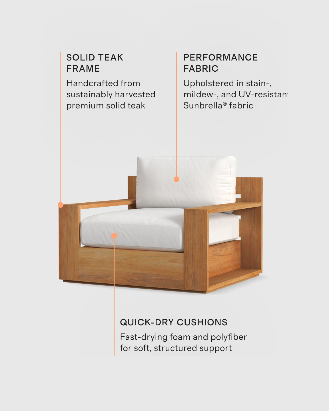 Solid Teak Outdoor Swivel Lounge Chair - Thumbnail 2