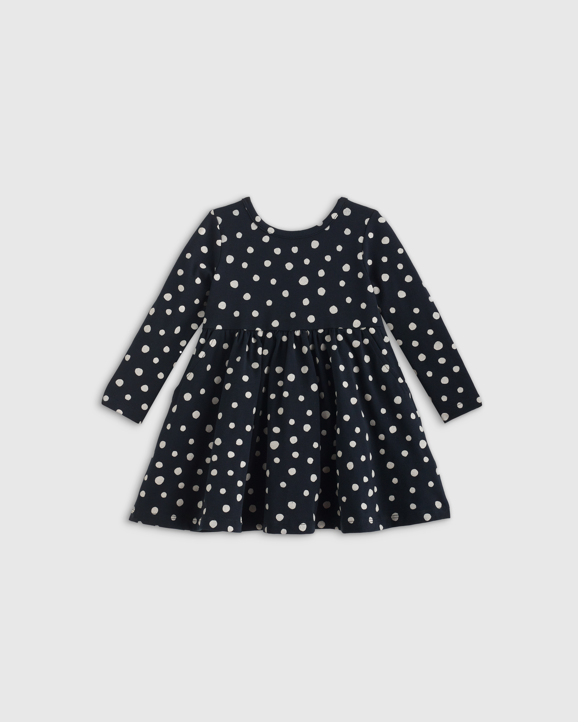 Black Dot Organic Cotton Long Sleeve Skater Dress