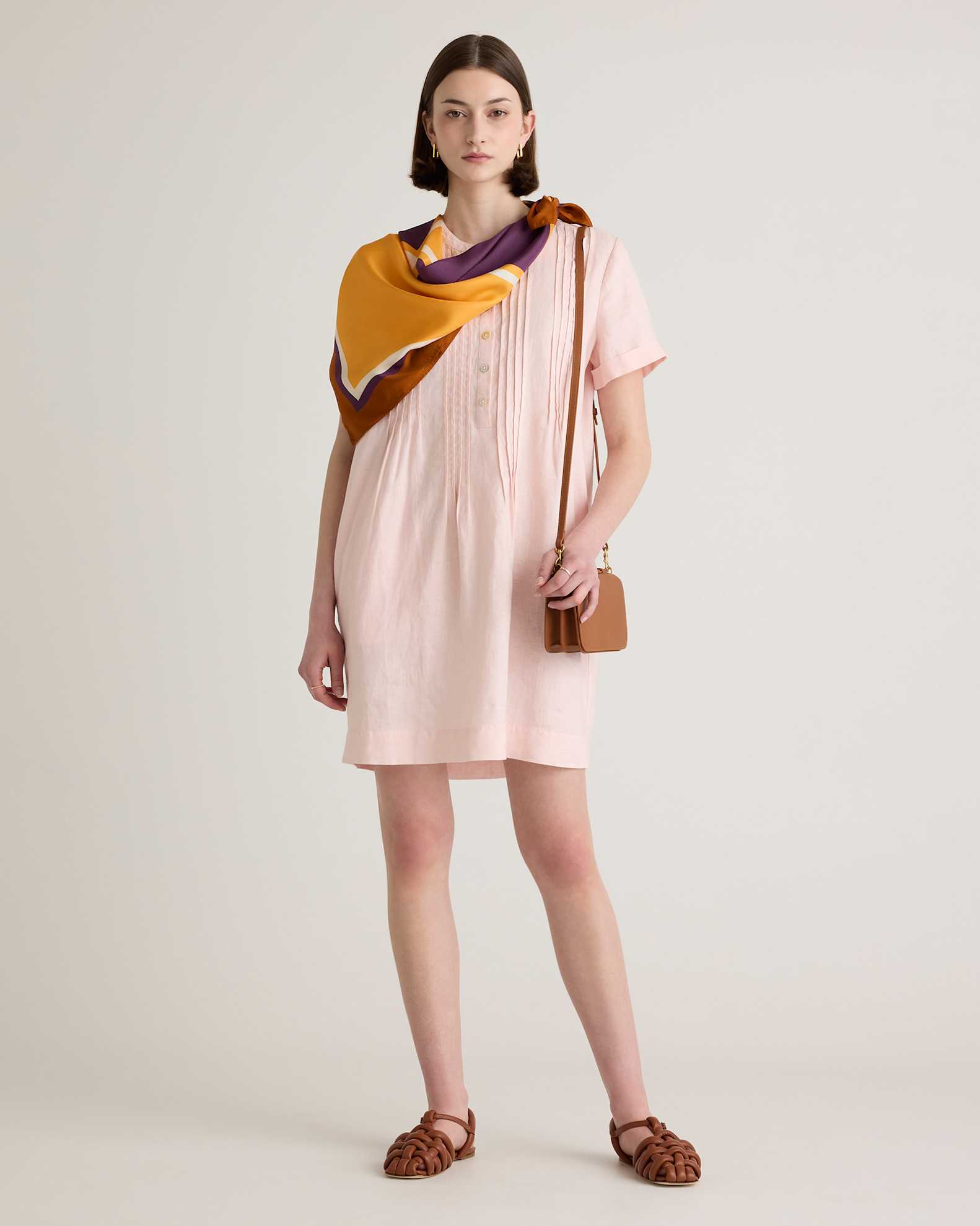 100% European Linen Short Sleeve Swing Dress 100% European Linen Short Sleeve Swing Dress