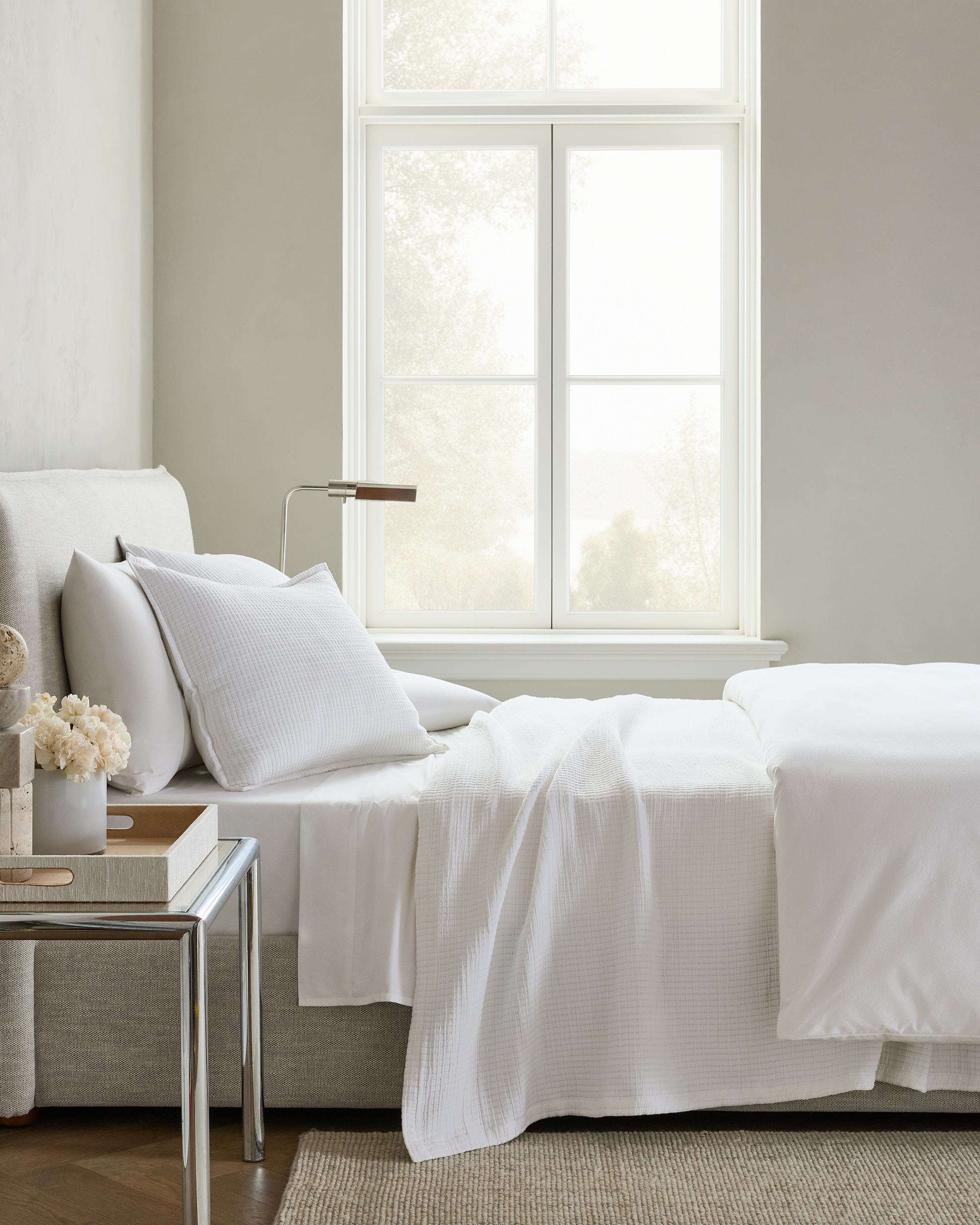 White Organic Ribbed Cotton Coverlet