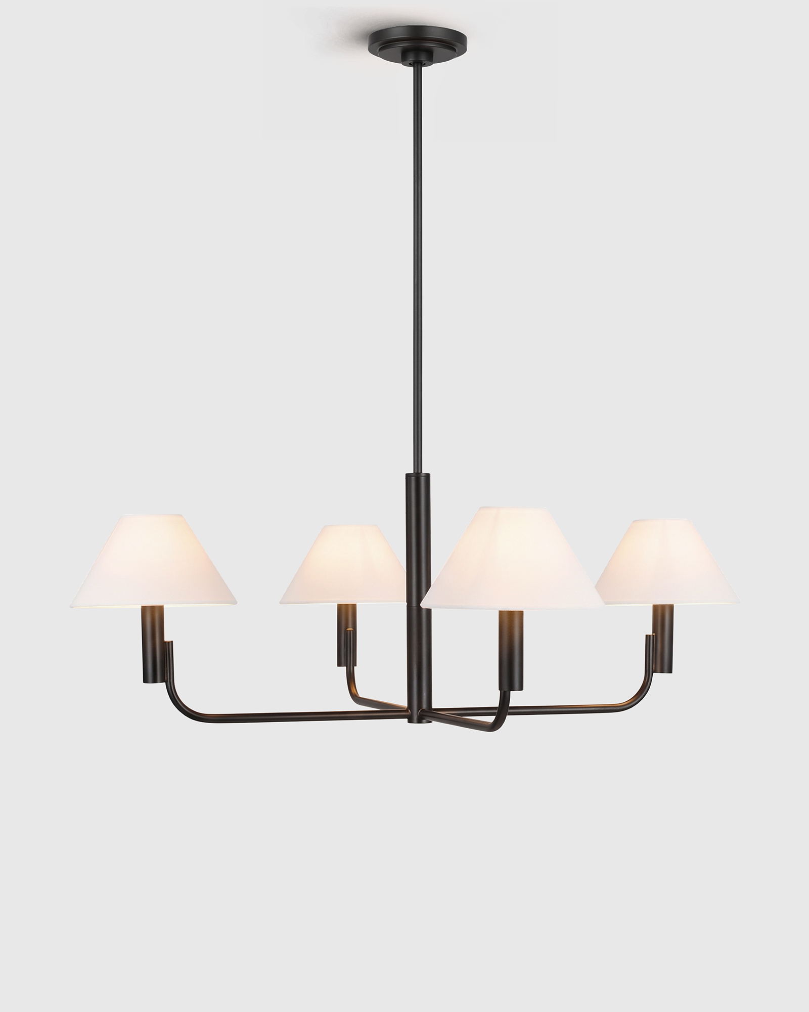 Contemporary Chandelier with Linen Shades in Black