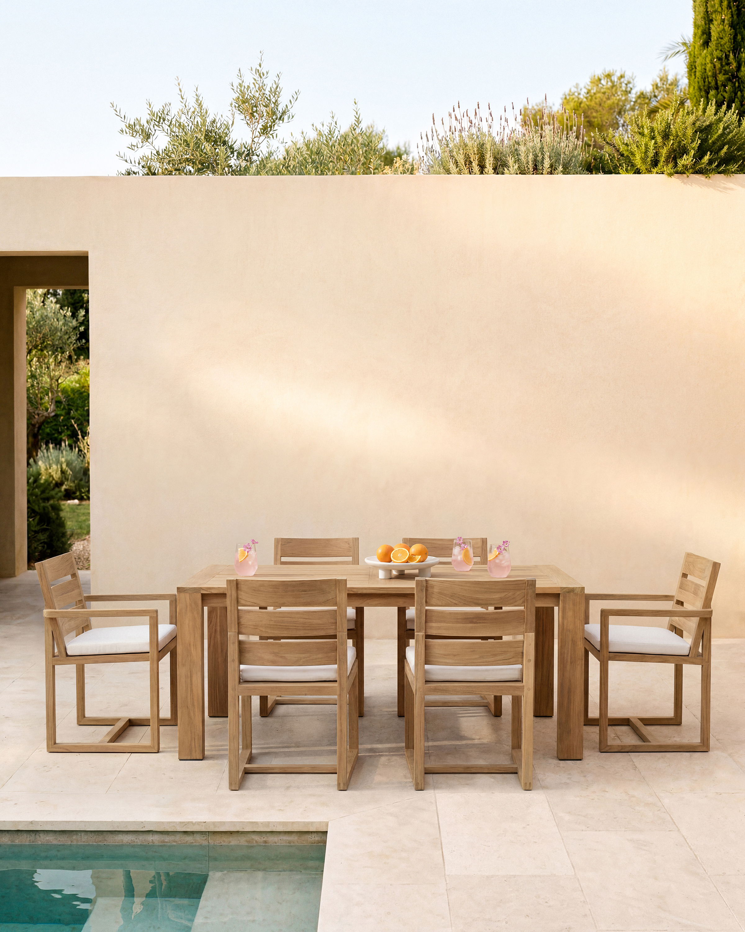 Narrow Solid Teak Outdoor Dining Tabl
