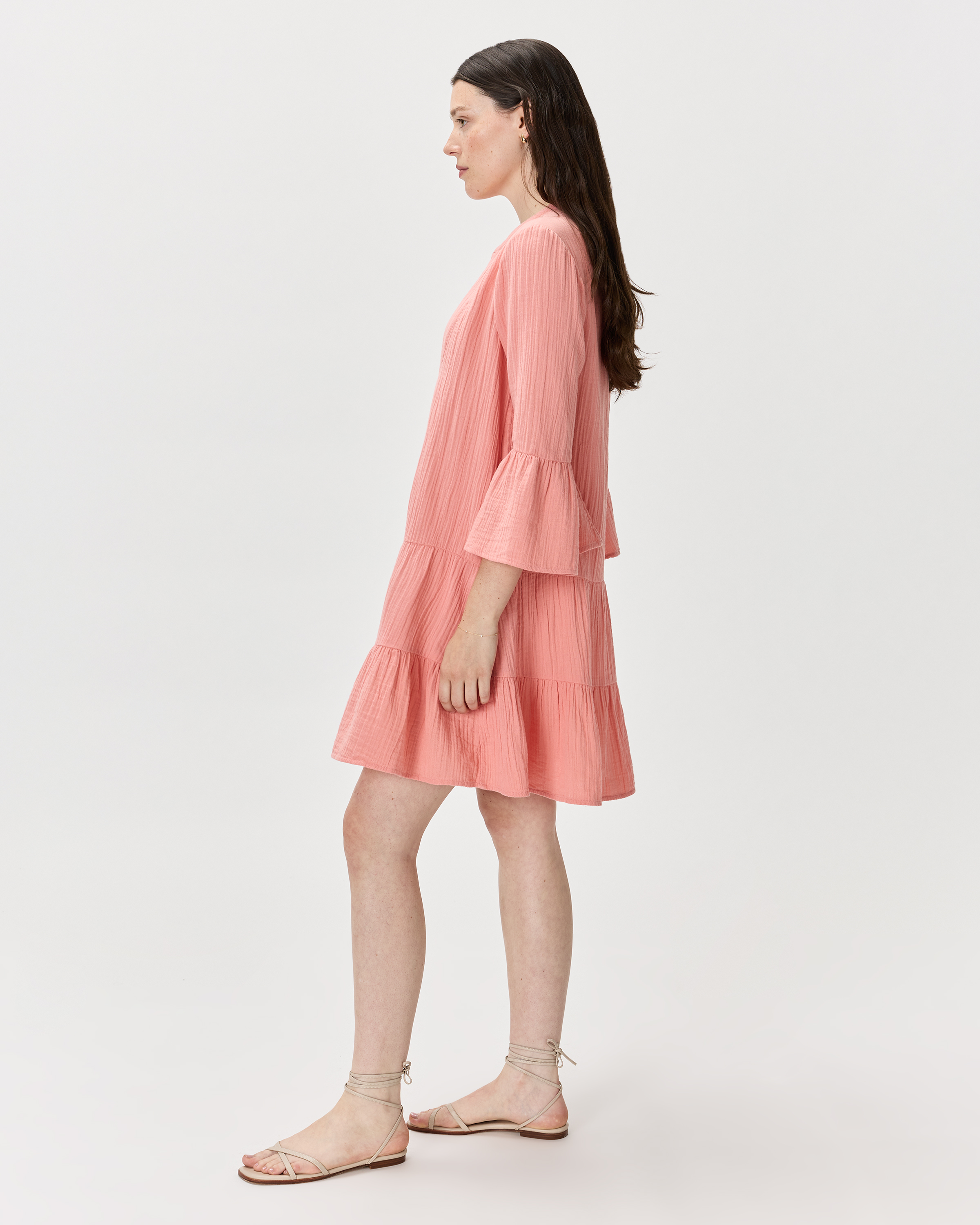 knee length dresses for ladies Tangerine Pintuck Mineral Washed Cotton Gauze Mini Dress – The Prissy  Pelican