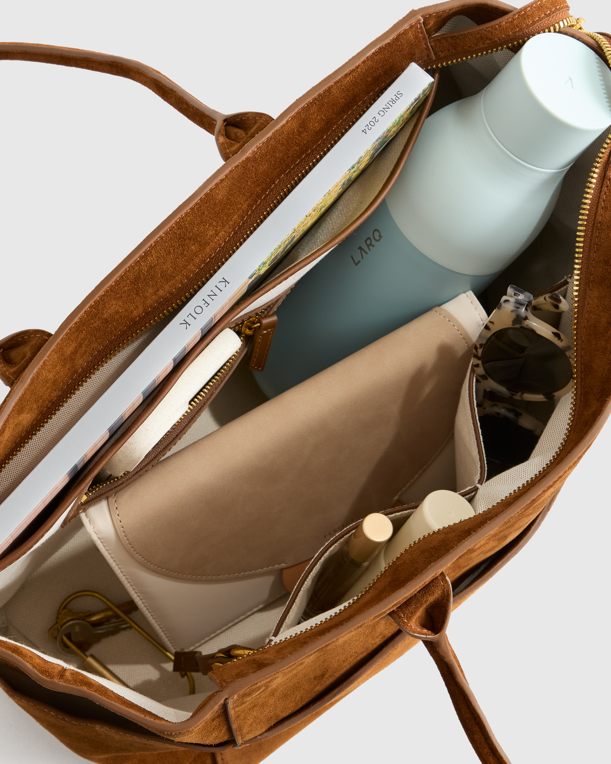 Hudson Suede Tote in Whiskey