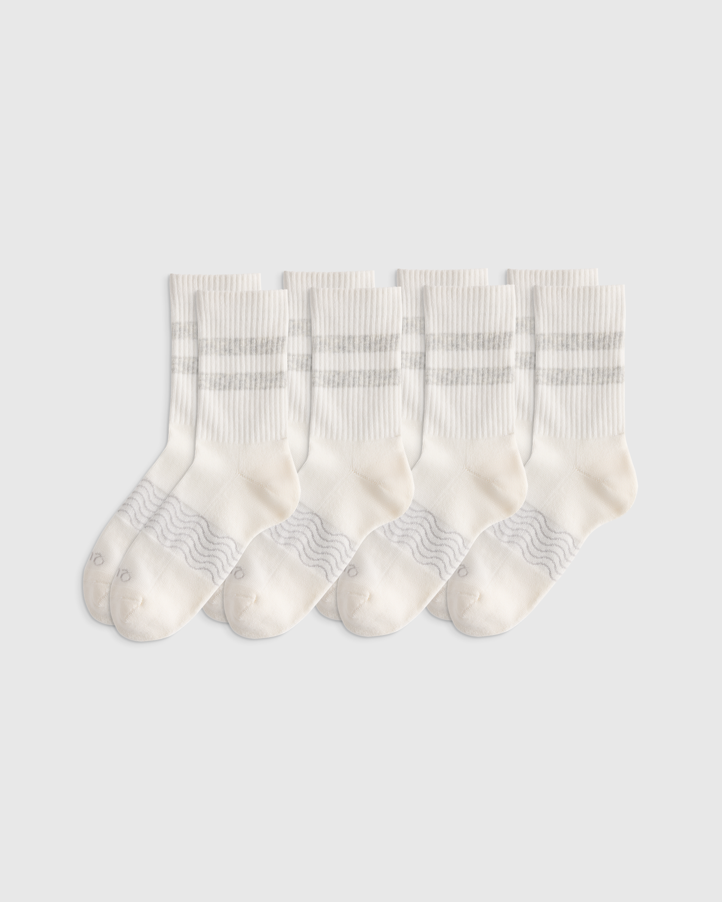 Ivory/Grey Stripe Everyday Cotton Varsity Stripes Half-Crew Sock (4-Pack)
