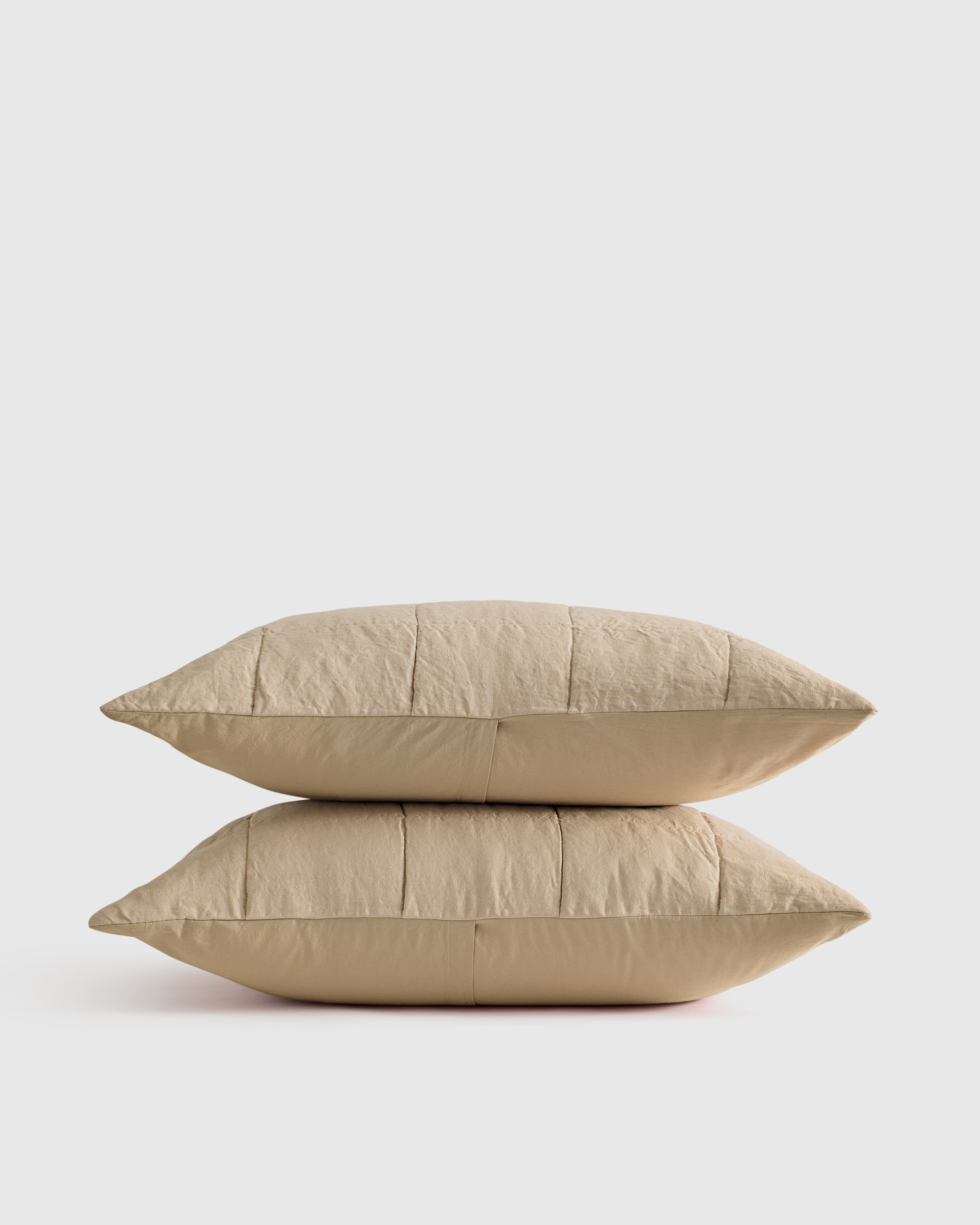 Toffee Lightweight European Linen Box Quilted Sham Set