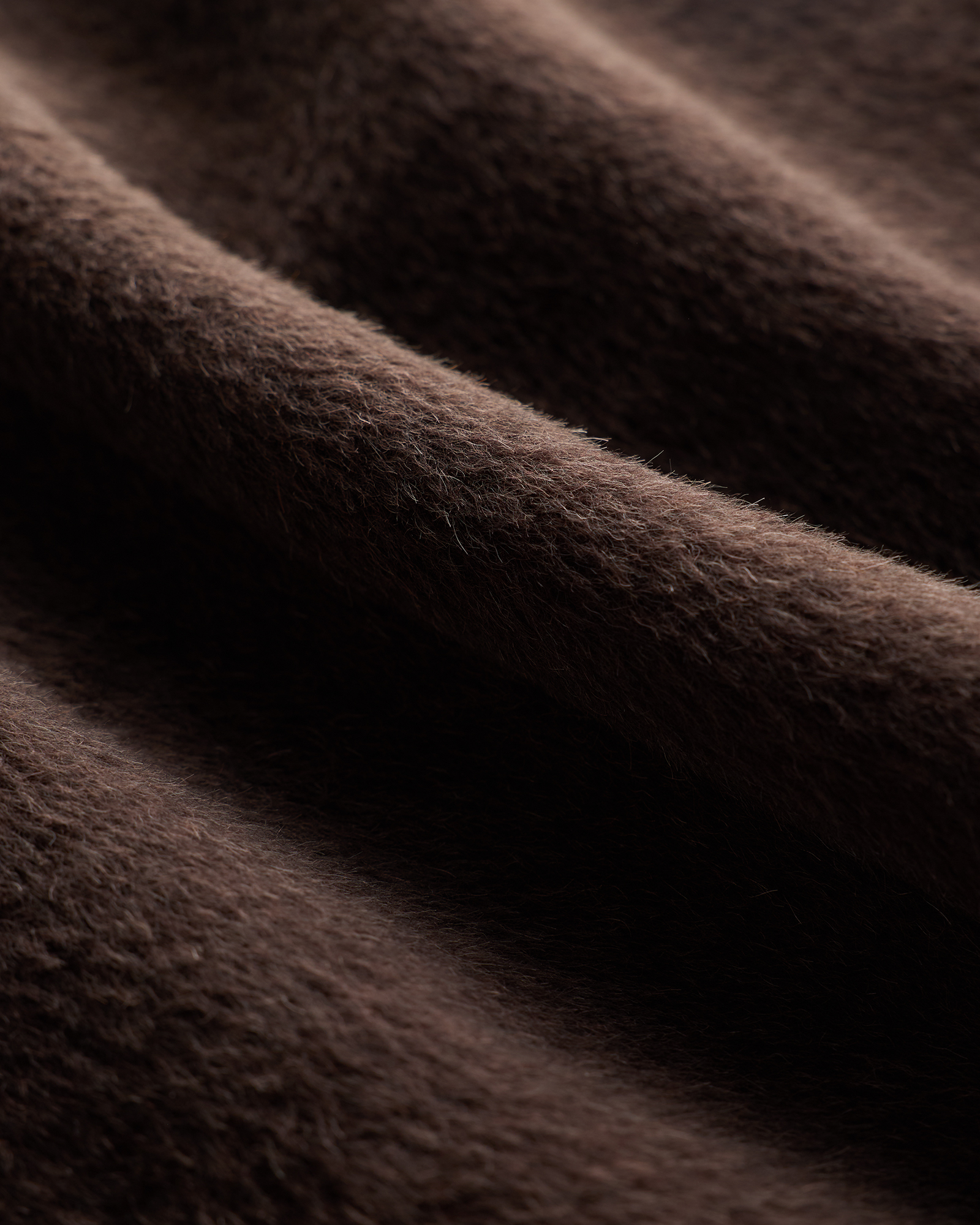 Alpaca-Wool Stand Collar Coat in Coffee Bean Brown