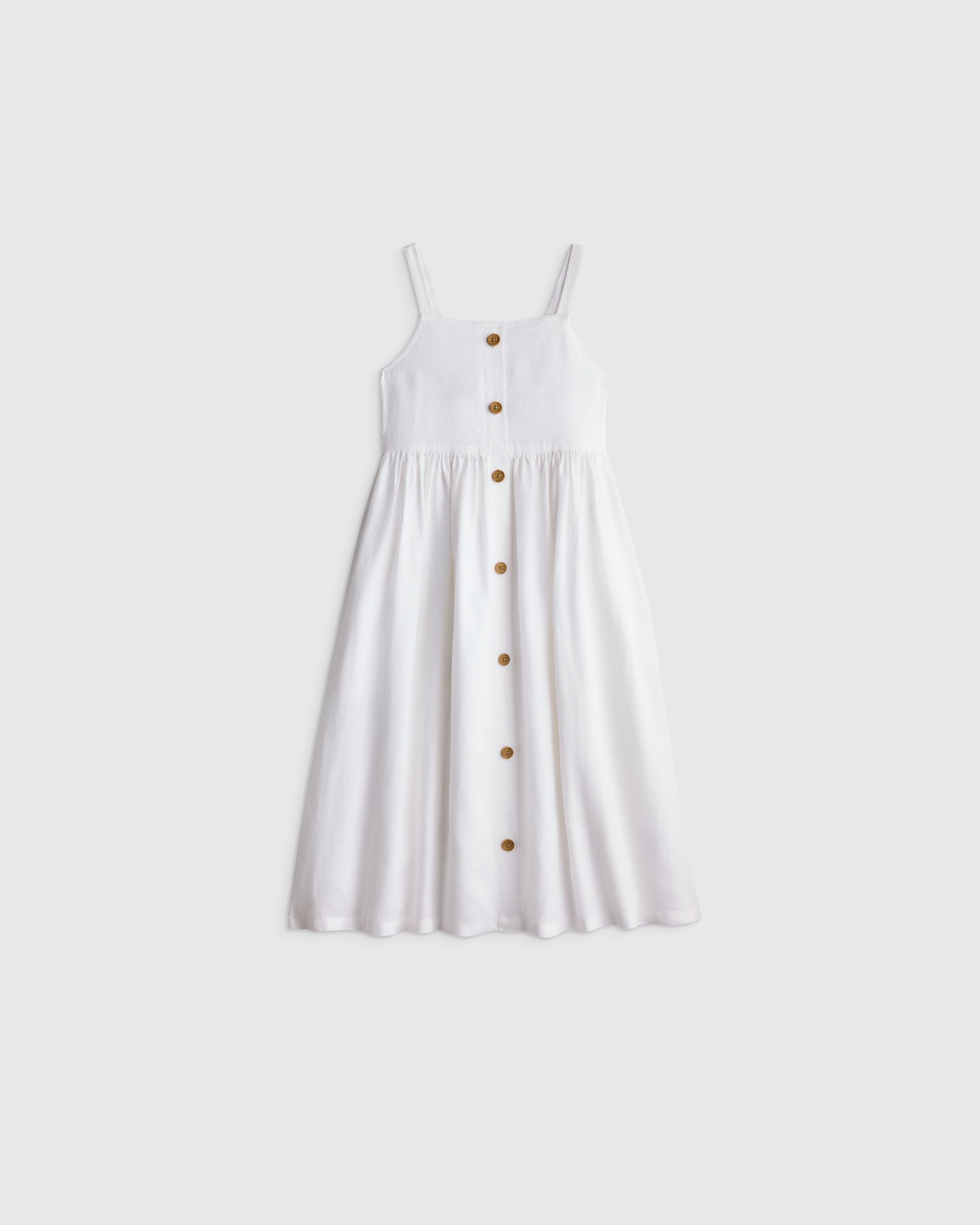 White Girls Sleeveless 100% Linen Dress