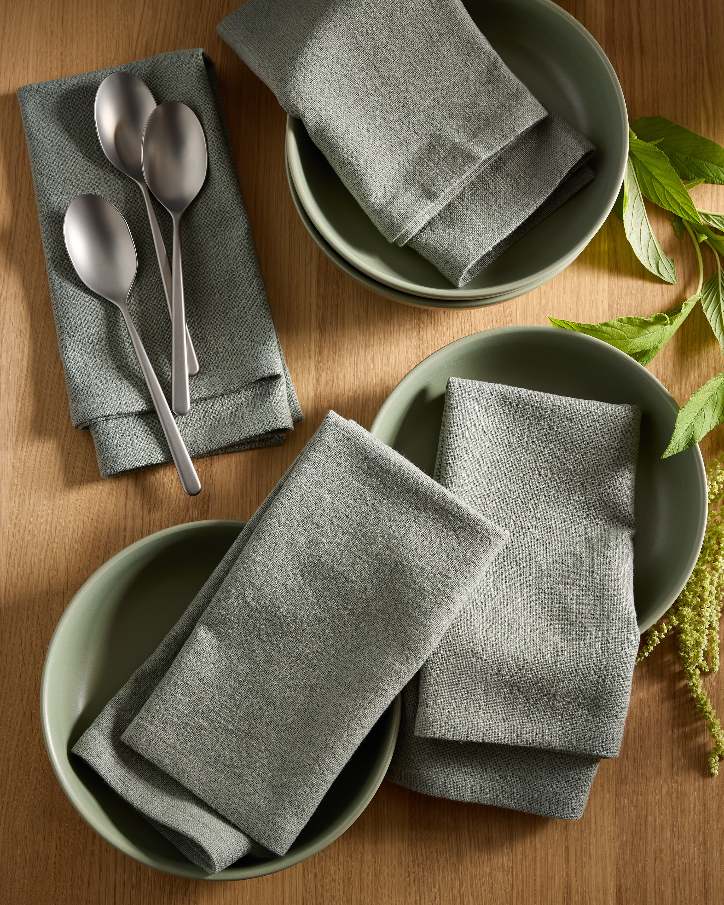 Organic Cotton Napkins (Set of 12) - Dried Sage