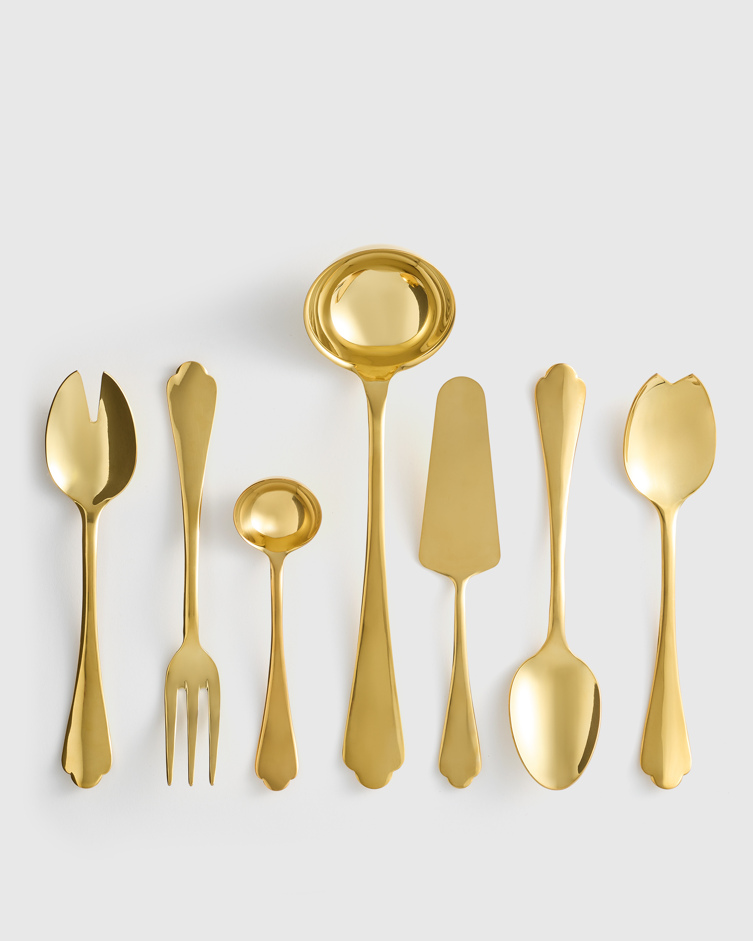 Polished Gold Dolce Vita 7-Pc Serving Utensil Set by Mepra