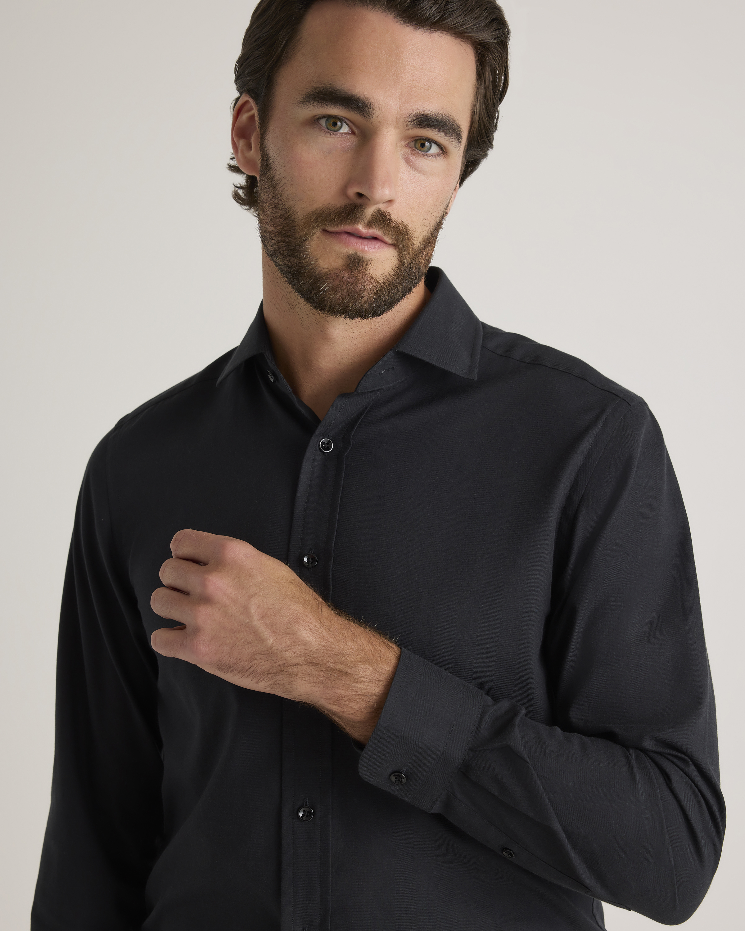 Men's Cashmere Dress Shirt in Navy, Size Medium, Organic Cotton by Quince