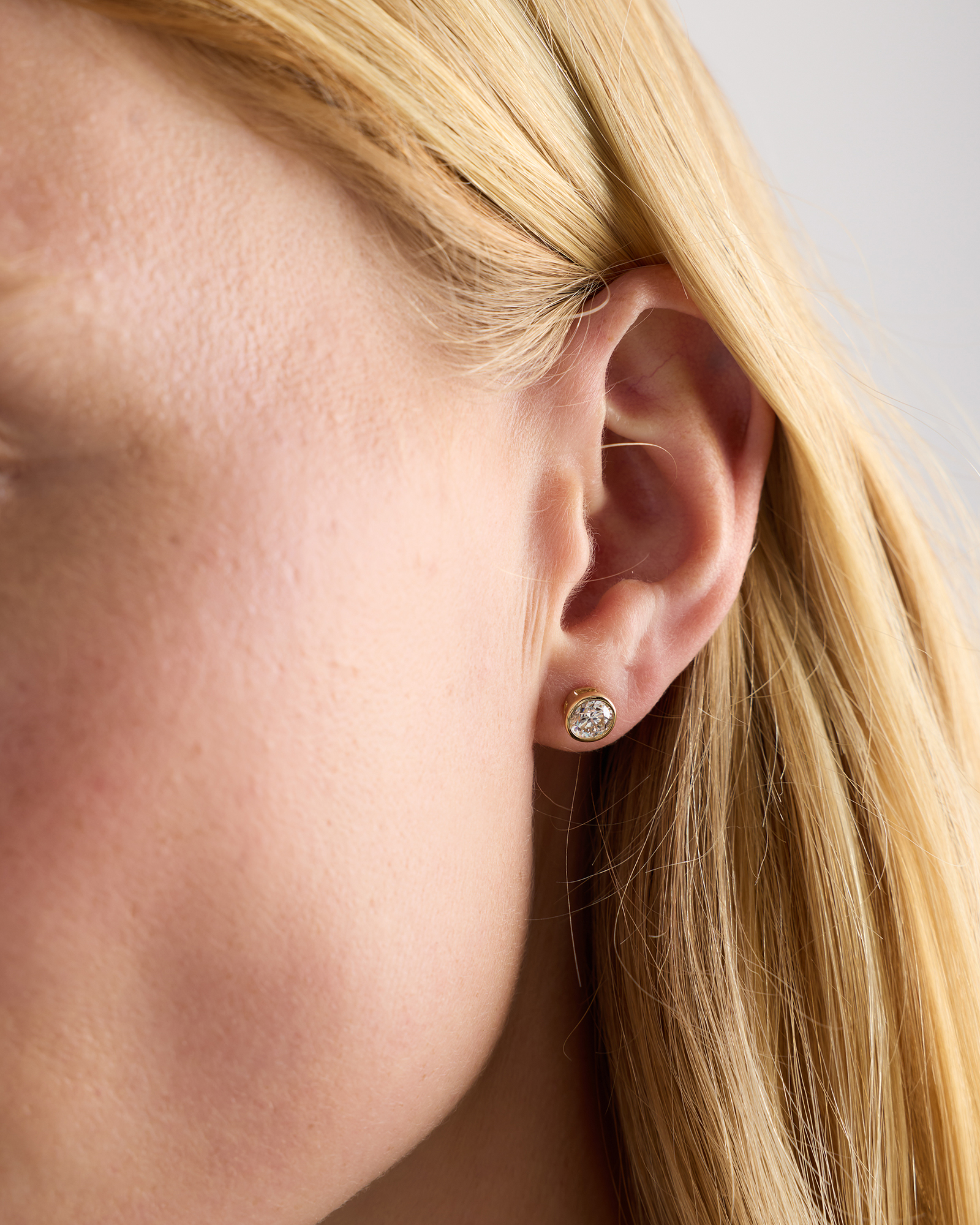 14K Gold Lab Grown Diamond Bezel Studs - 1.5ctw - thumbnail 2