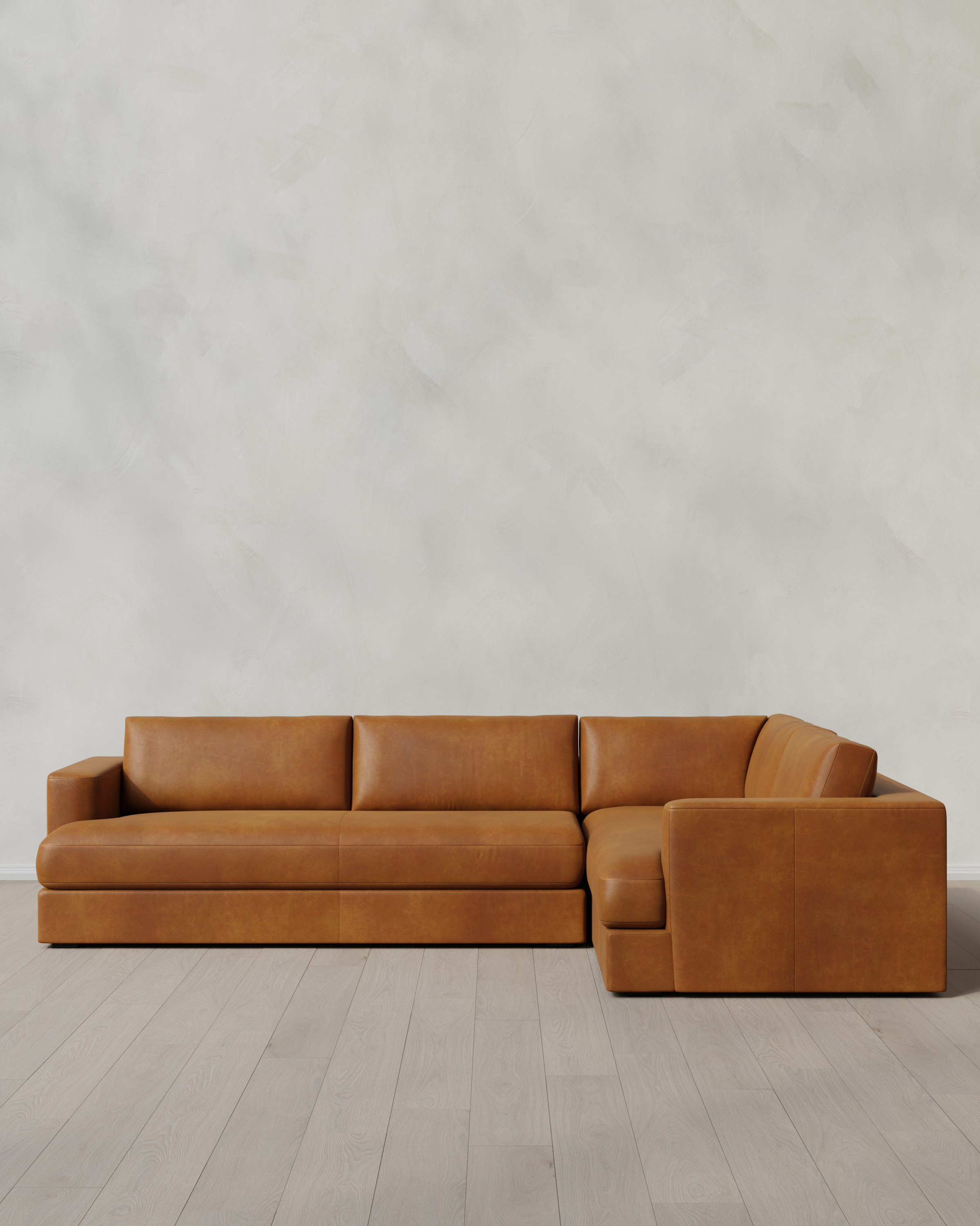 Auburn Sierra Curved Arm L Sectional in Leather