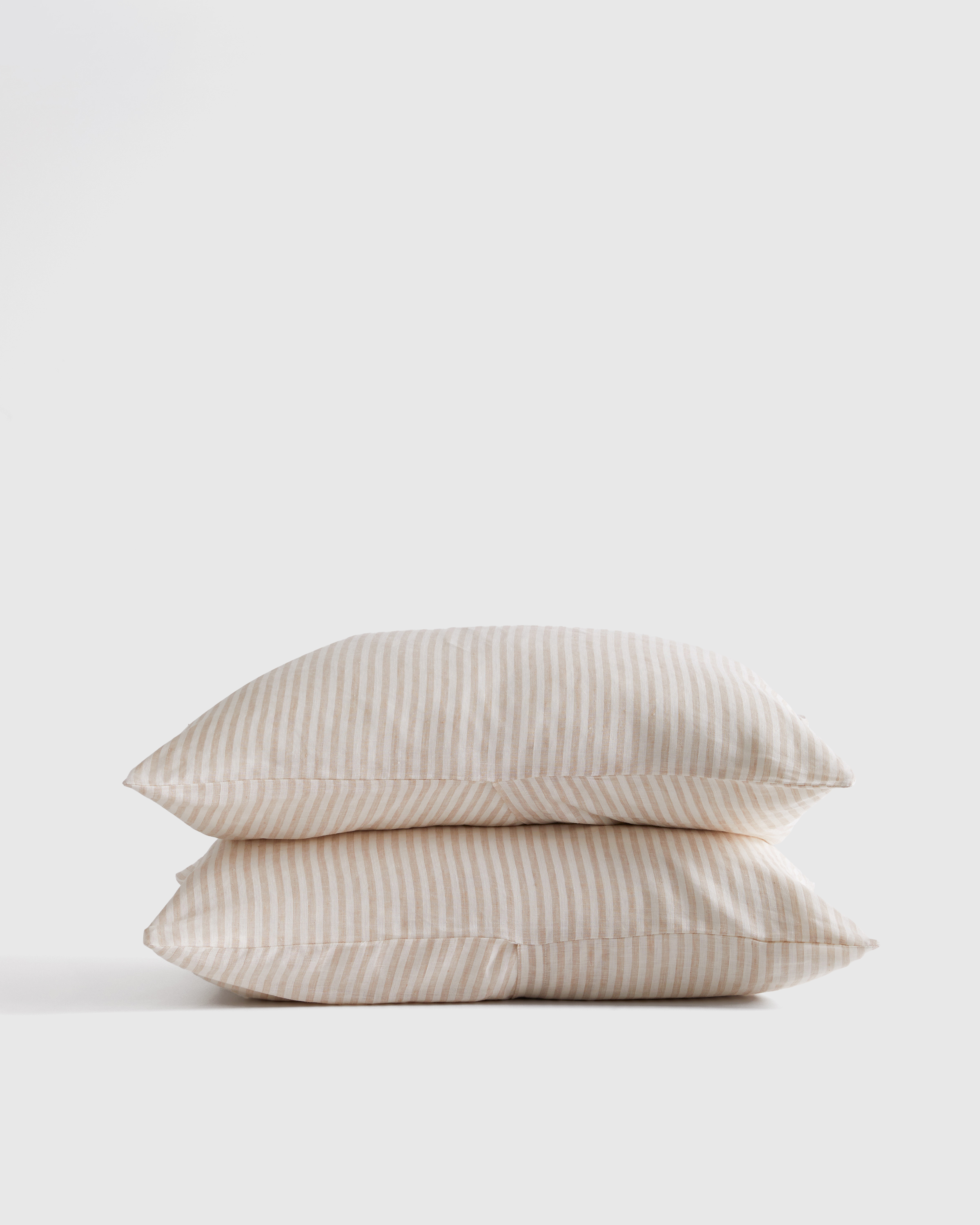 European Linen Stripe Sham Set - StandardSize Chart, Natural/White Stripe