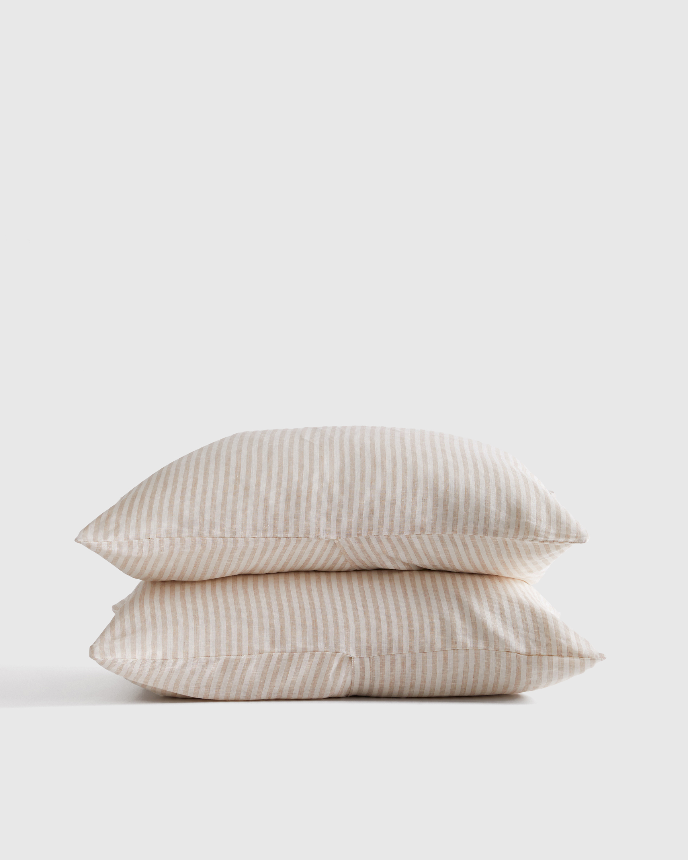 Natural/White Stripe European Linen Sham Set