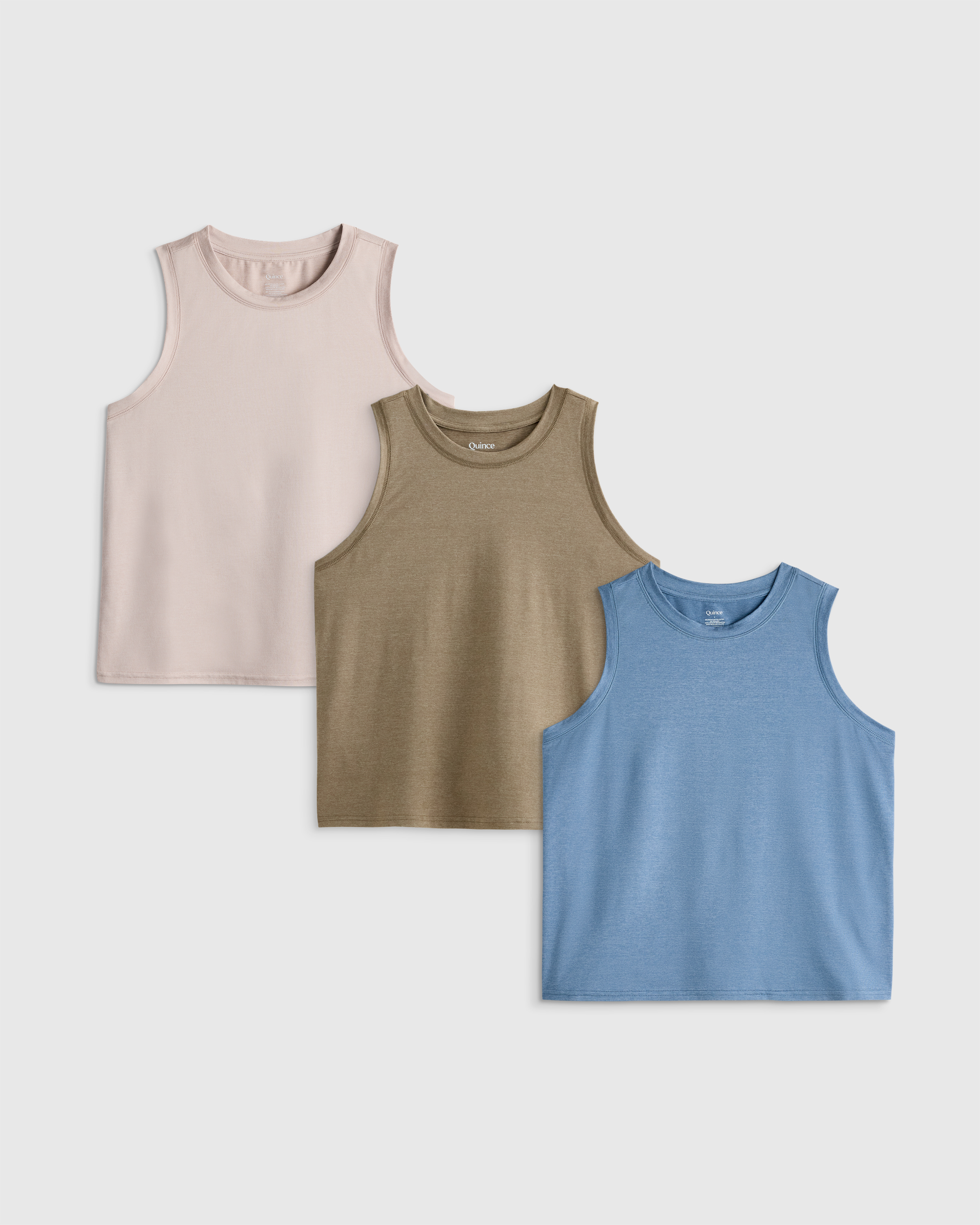 Heather Granite Grey Flowknit Breeze High-Neck Tank 3 Pack Bundle
