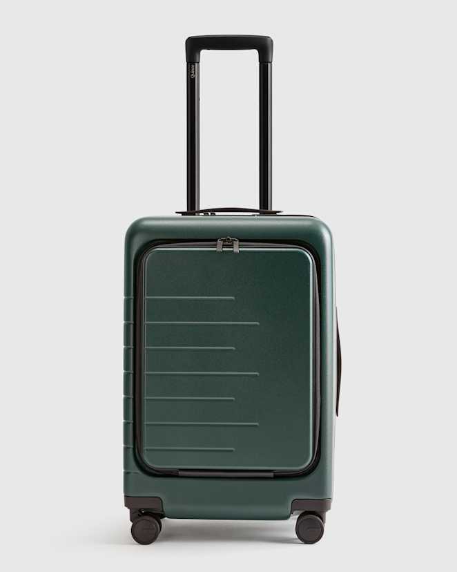 Dark Green Front Pocket Carry-On Suitcase