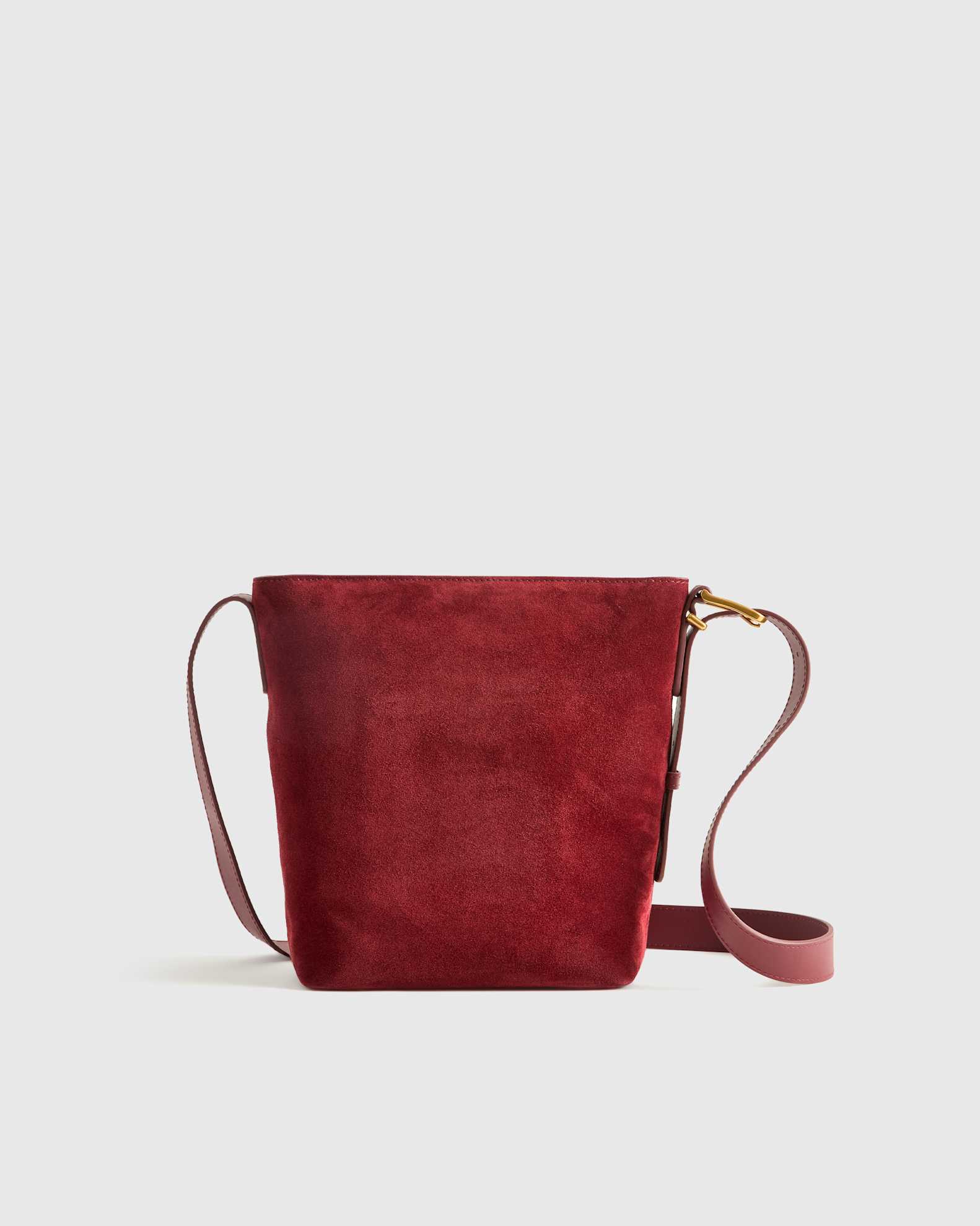 Sac seau en daim italien in Merlot - Main Image