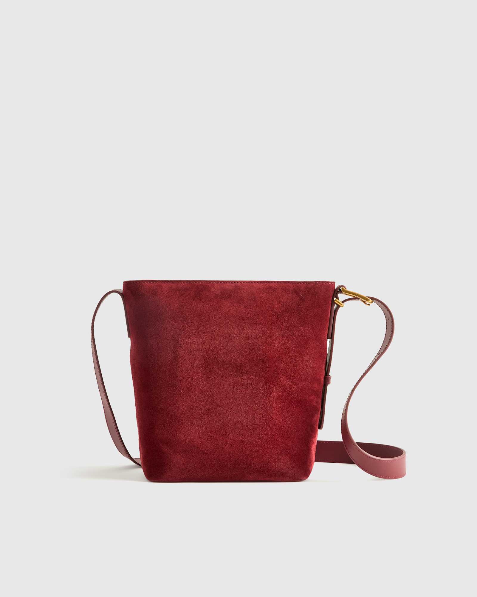 Merlot Italian Suede Bucket Crossbody