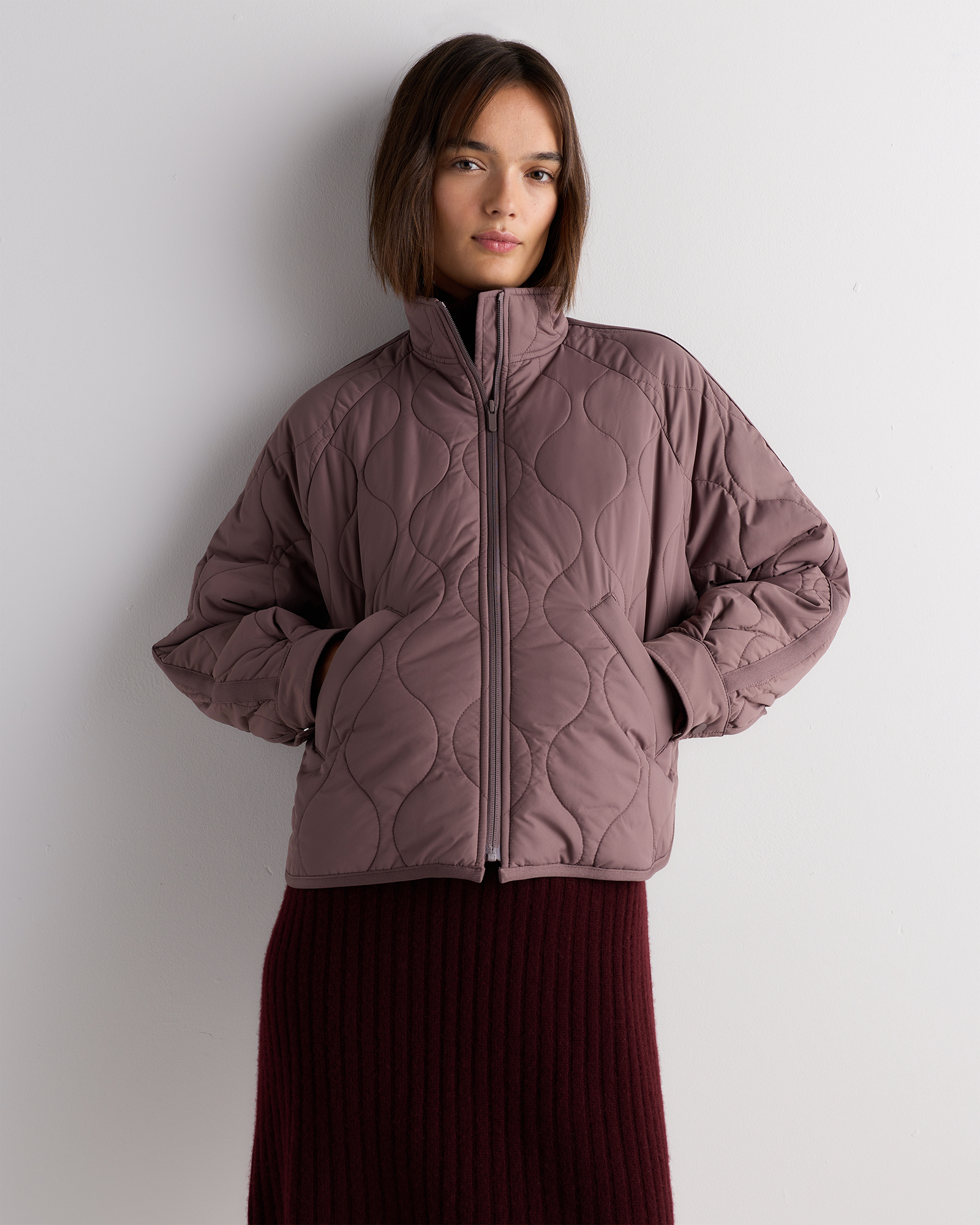 Smokey Taupe Featherless Quilted Packable Puffer Jacket
