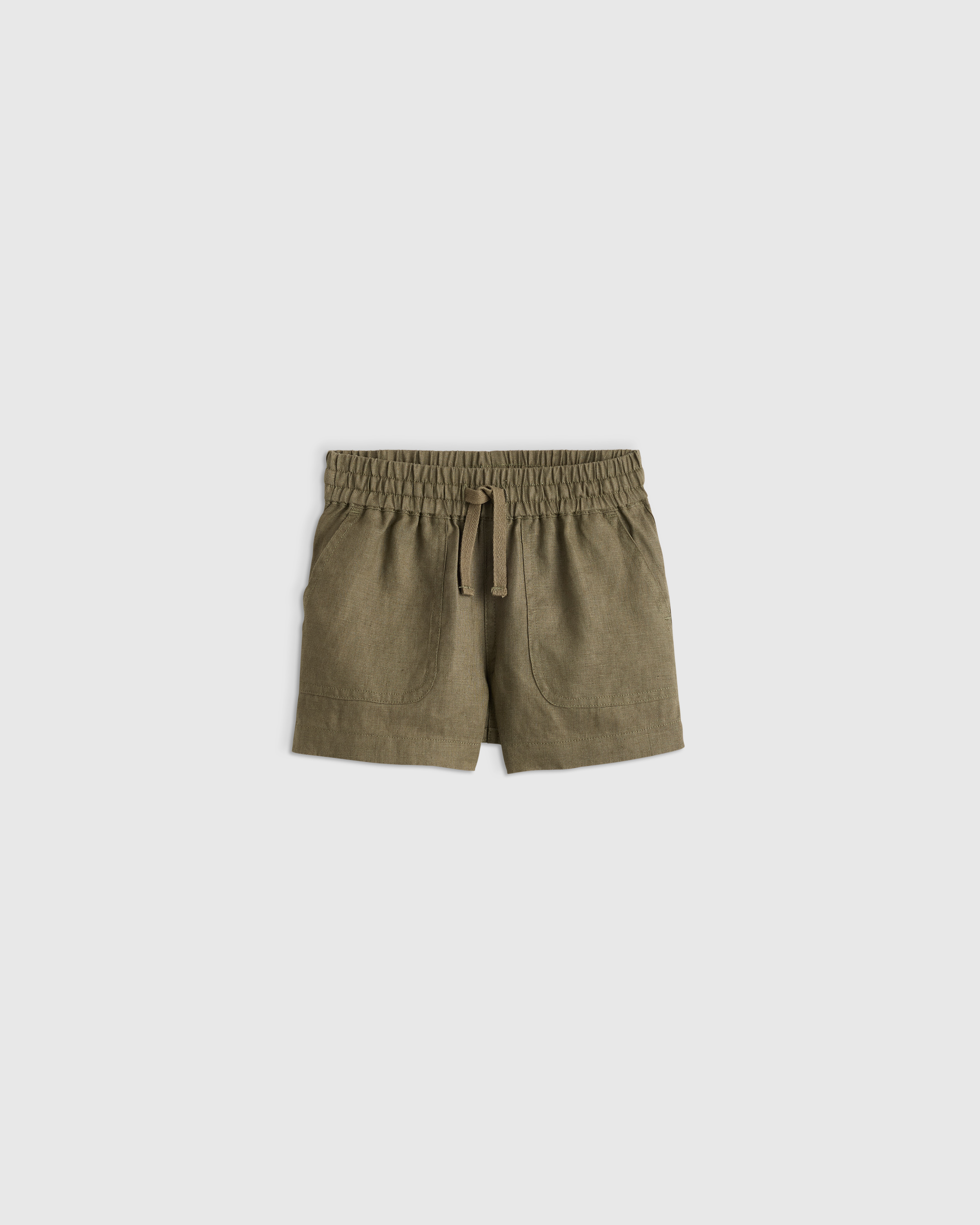 Bayberry Olive 100% European Linen Drawstring Shorts