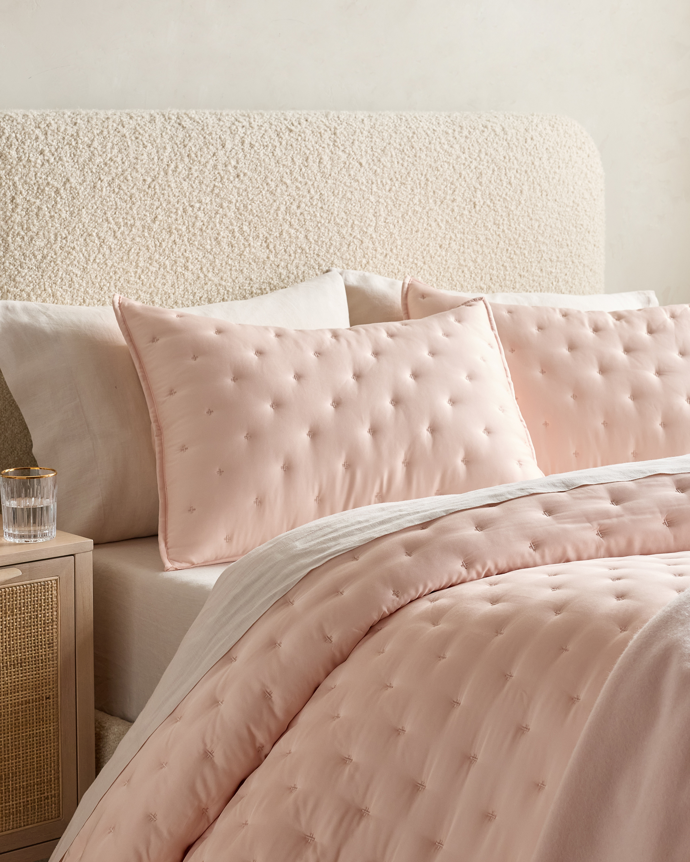 Soft Pink Bamboo Dream Quilted Sham Set