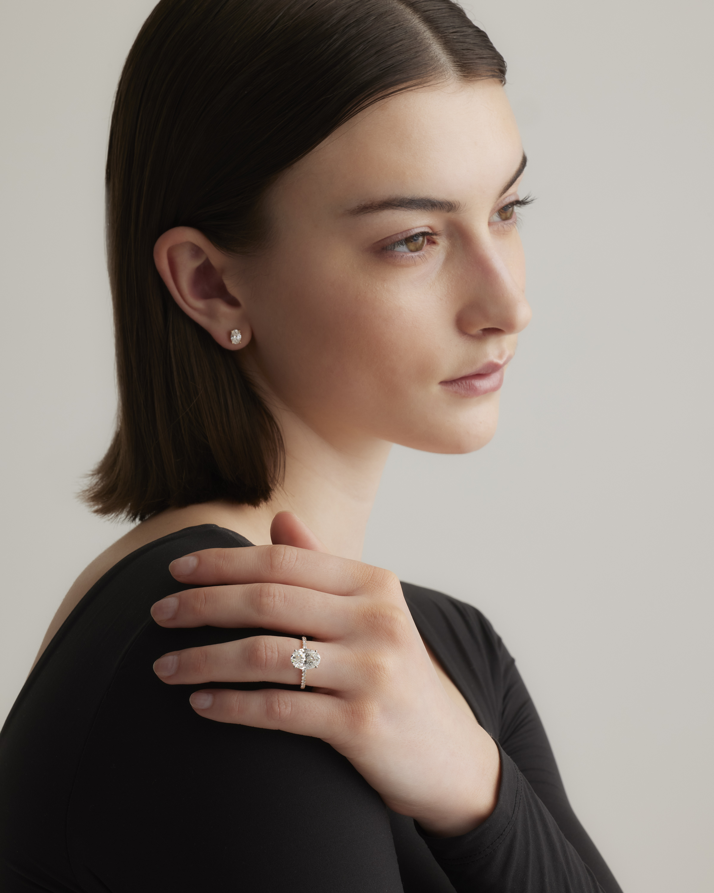 Lab Grown Diamond Round Petite Pave Engagement Ring