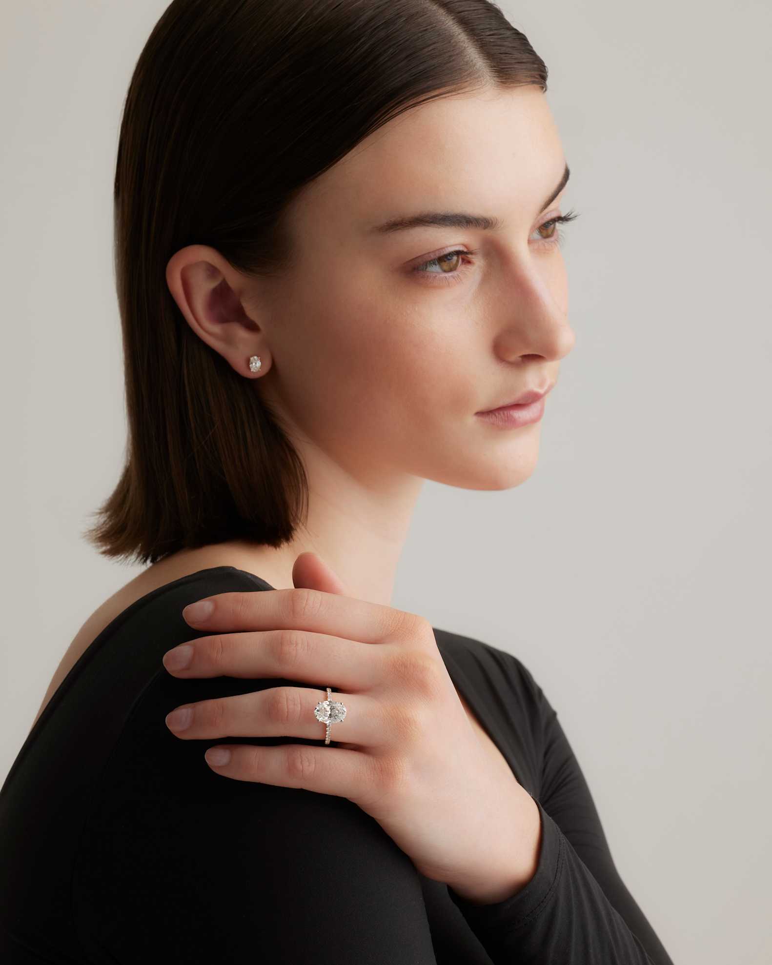 Lab Grown Diamond Round Petite Pave Engagement Ring