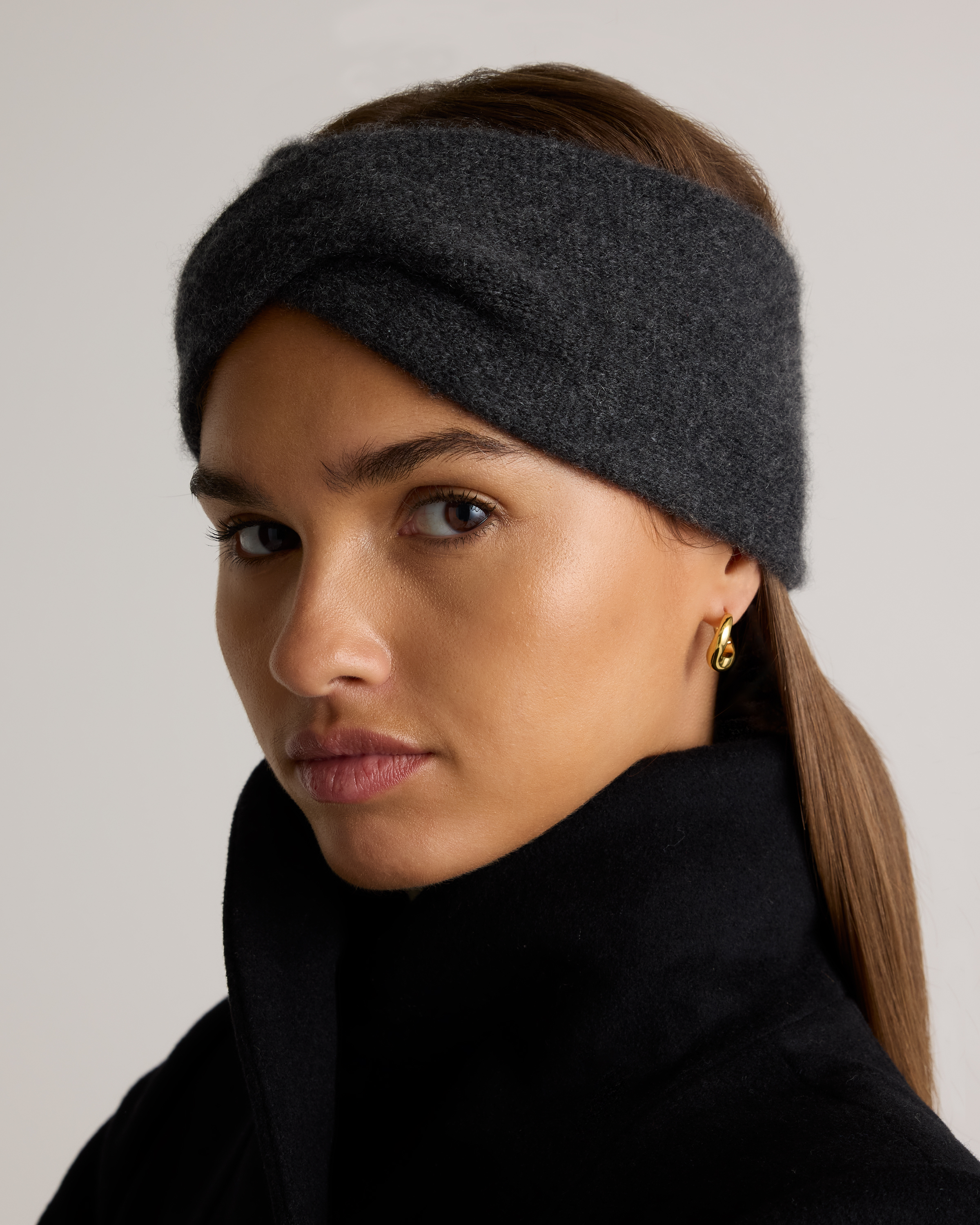 Charcoal Mongolian Cashmere Twist Headband