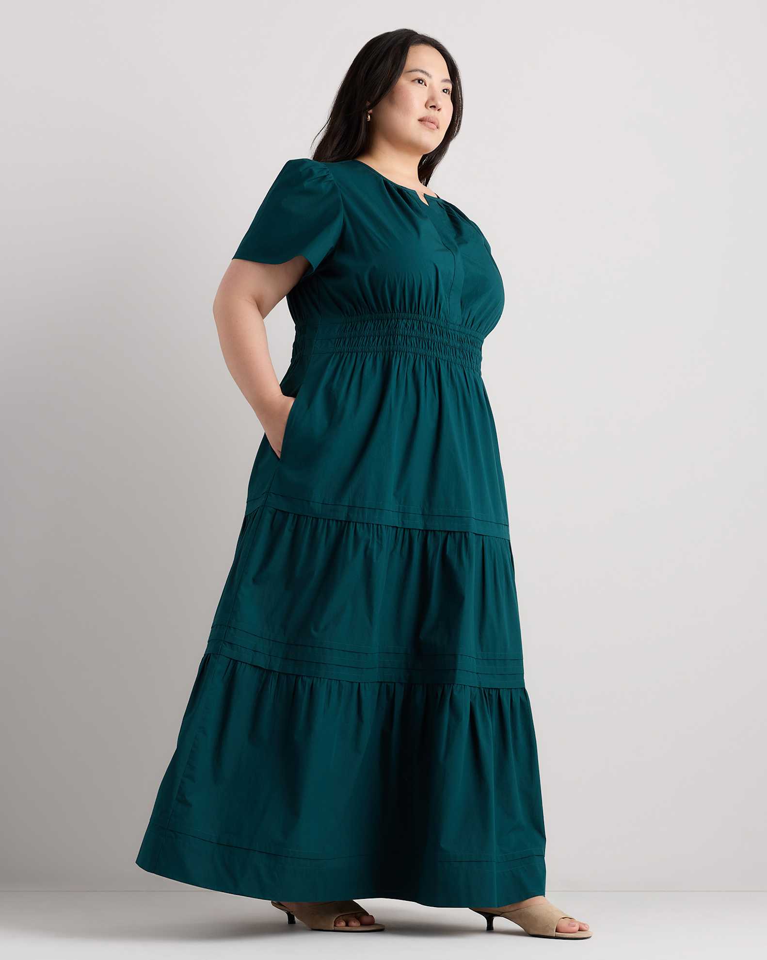 100% Organic Cotton Tiered Maxi Dress - Plus Size in Ocean Green 100% Organic Cotton Tiered Maxi Dress - Plus Size in Ocean Green