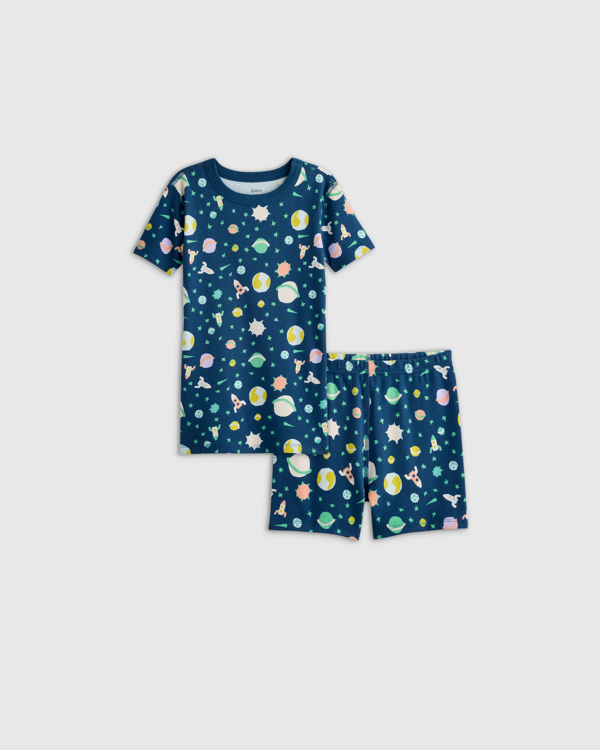 Quince Short Sleeve And Shorts Pajama Set In Planets
