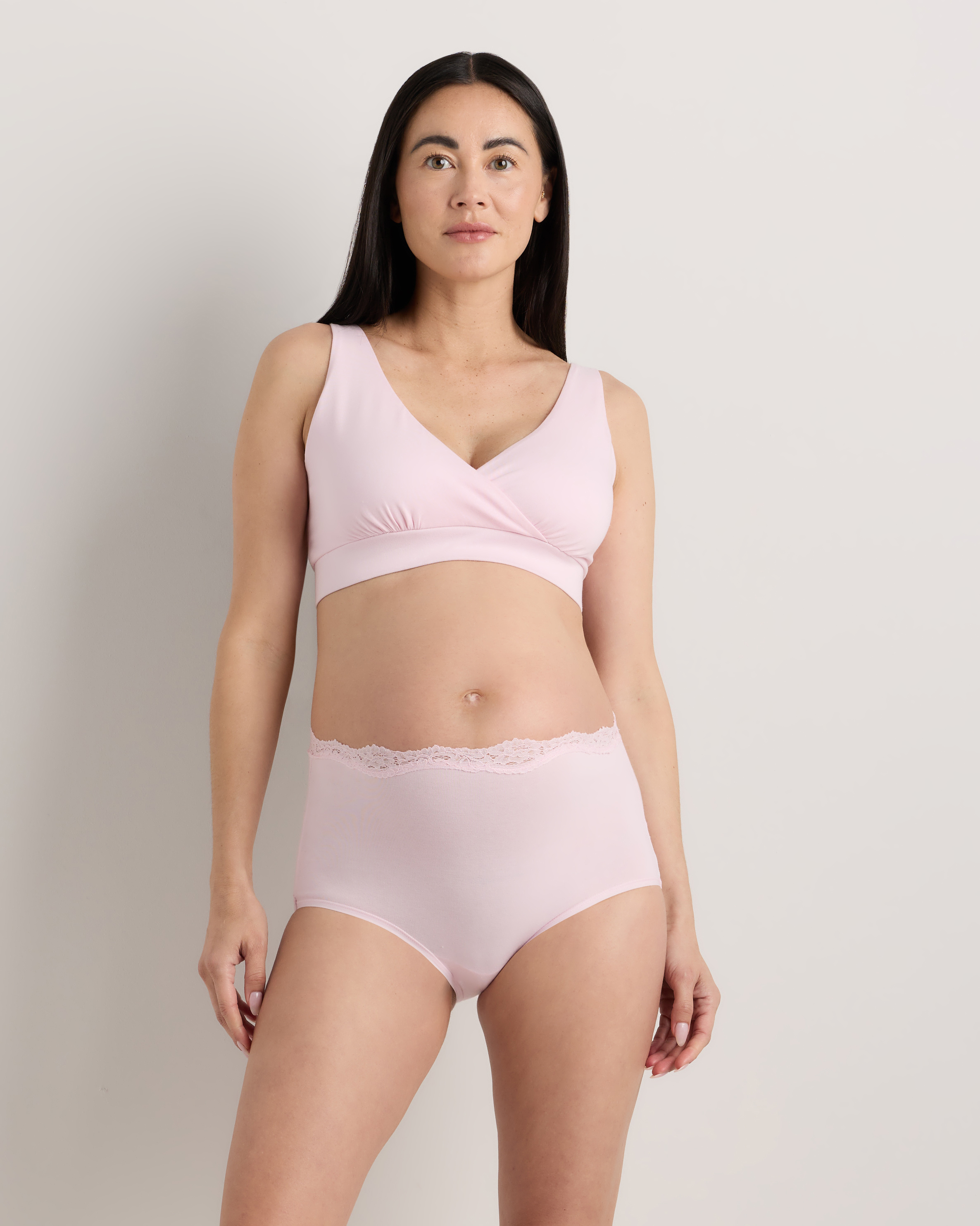 Light Pink Organic Cotton Lace Trim Maternity & Postpartum Brief (6-pack)