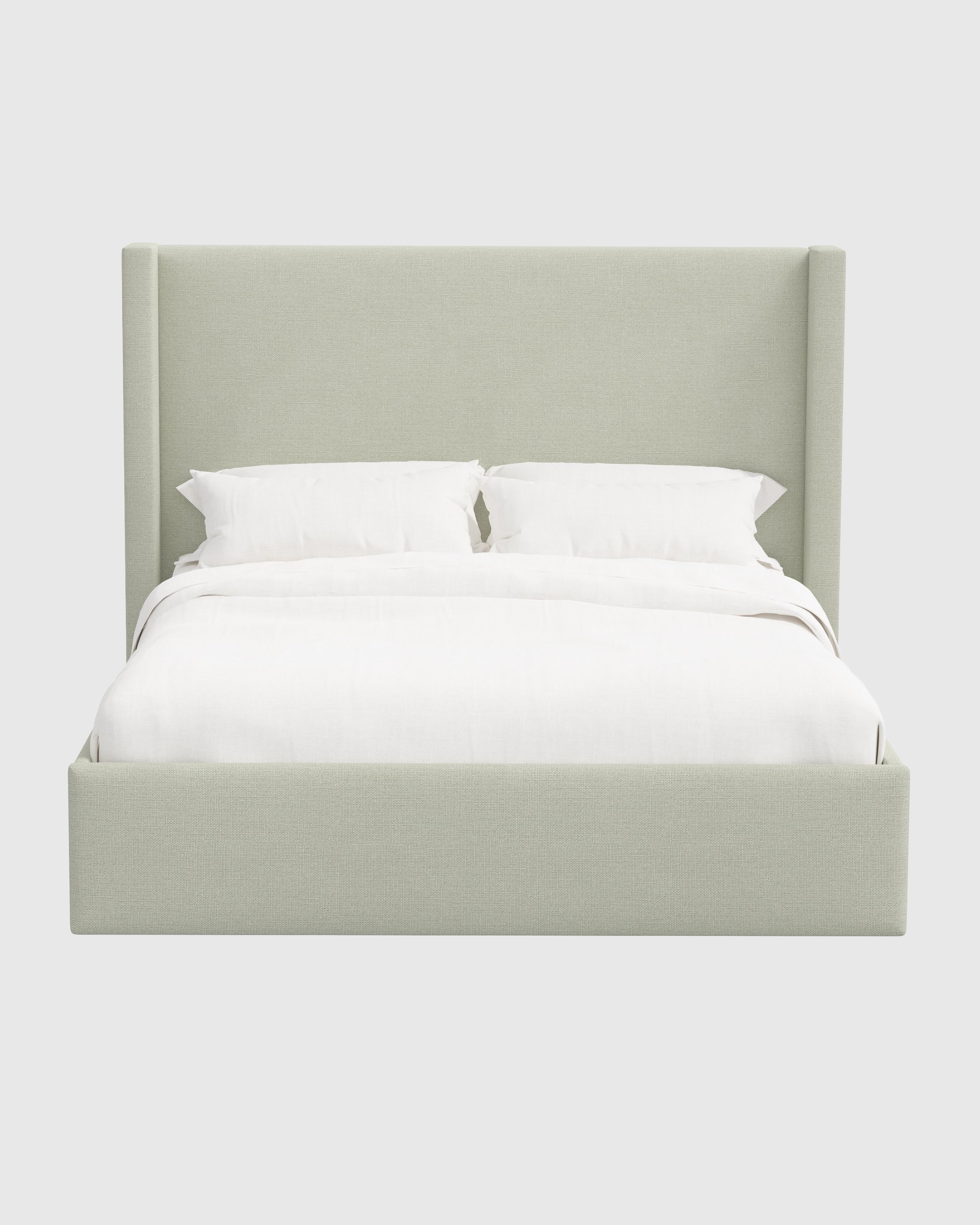 Plush Boucle Wingback Bed - High Headboard