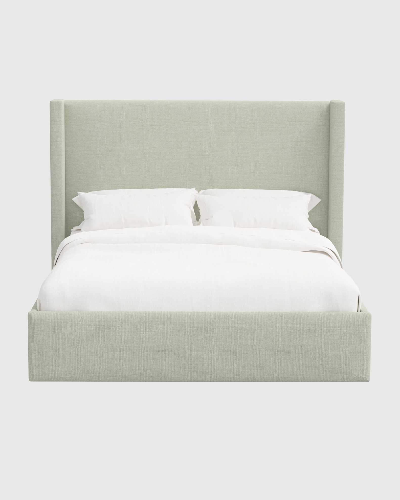 Plush Boucle Wingback Bed - High Headboard