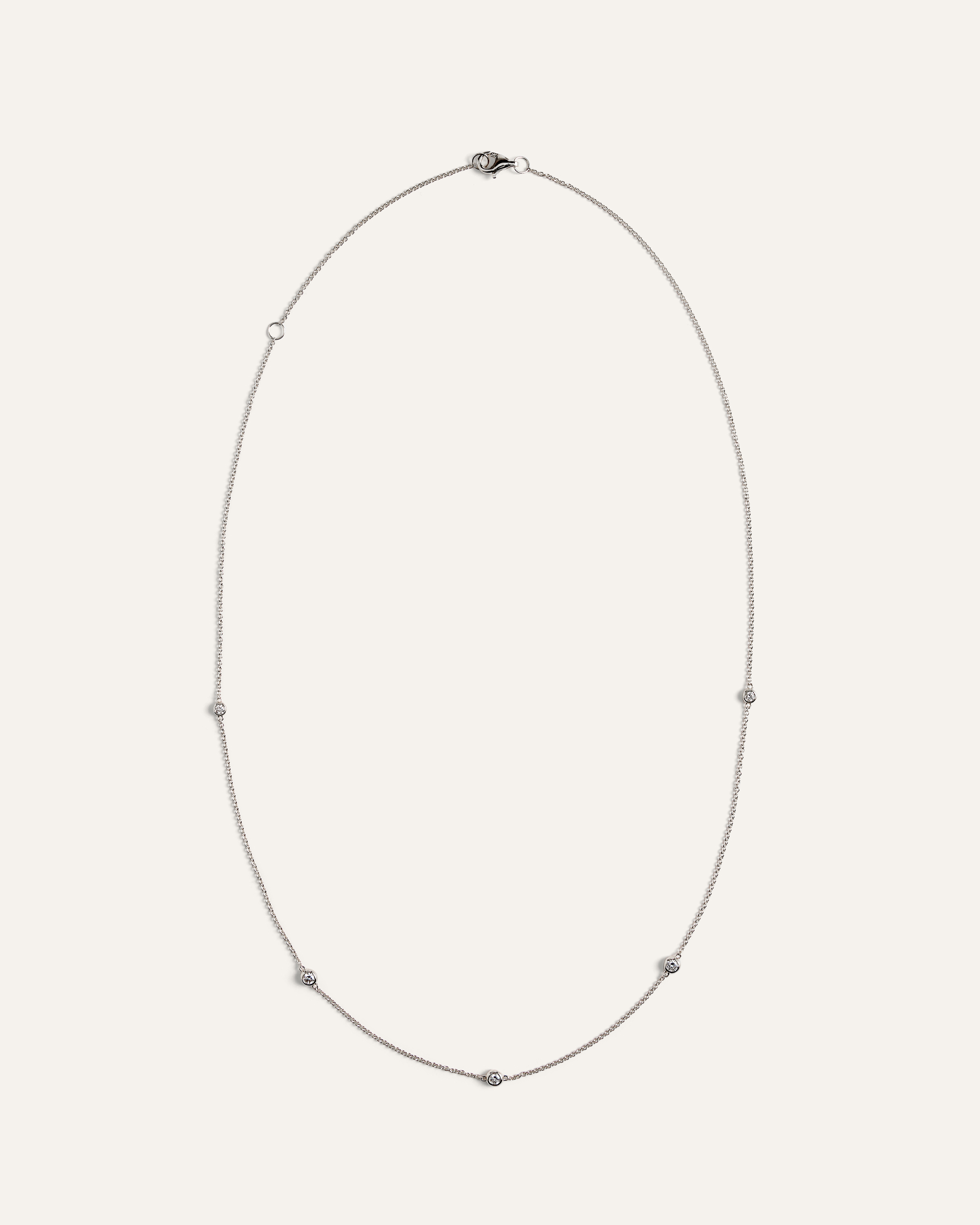 White Gold 14K Gold Diamond Bezel Station Necklace