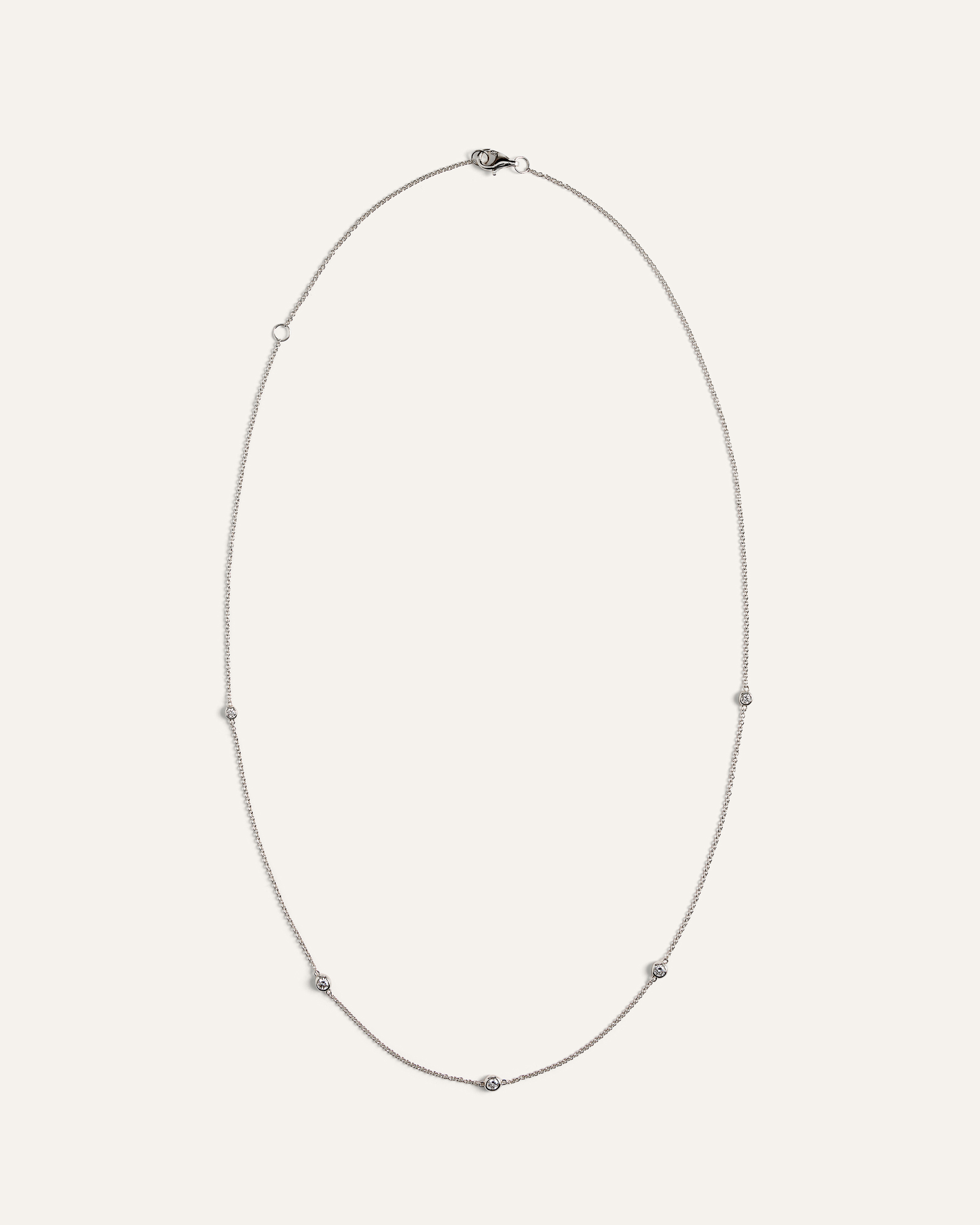White Gold 14K Gold Diamond Bezel Station Necklace
