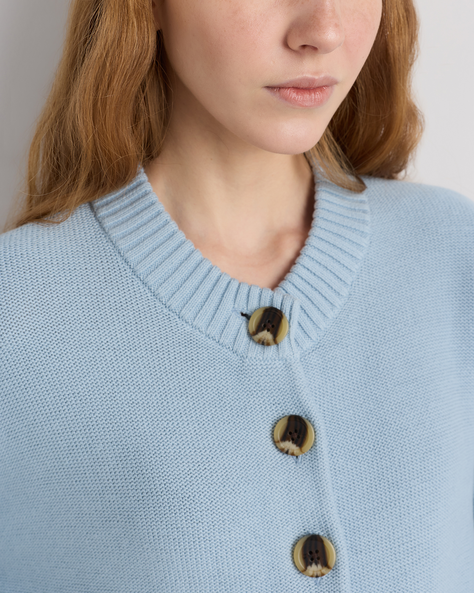 100% Organic Cotton Cropped Cardigan in Sky Blue