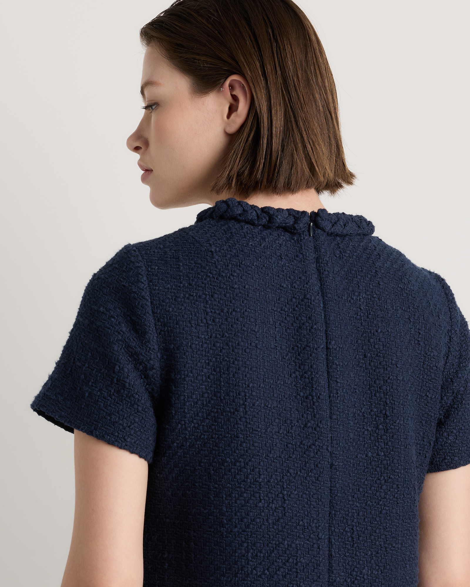 navy short sleeve mini dress Short Sleeve Button Down Shirt Mini Dress - SMALL / NATURAL