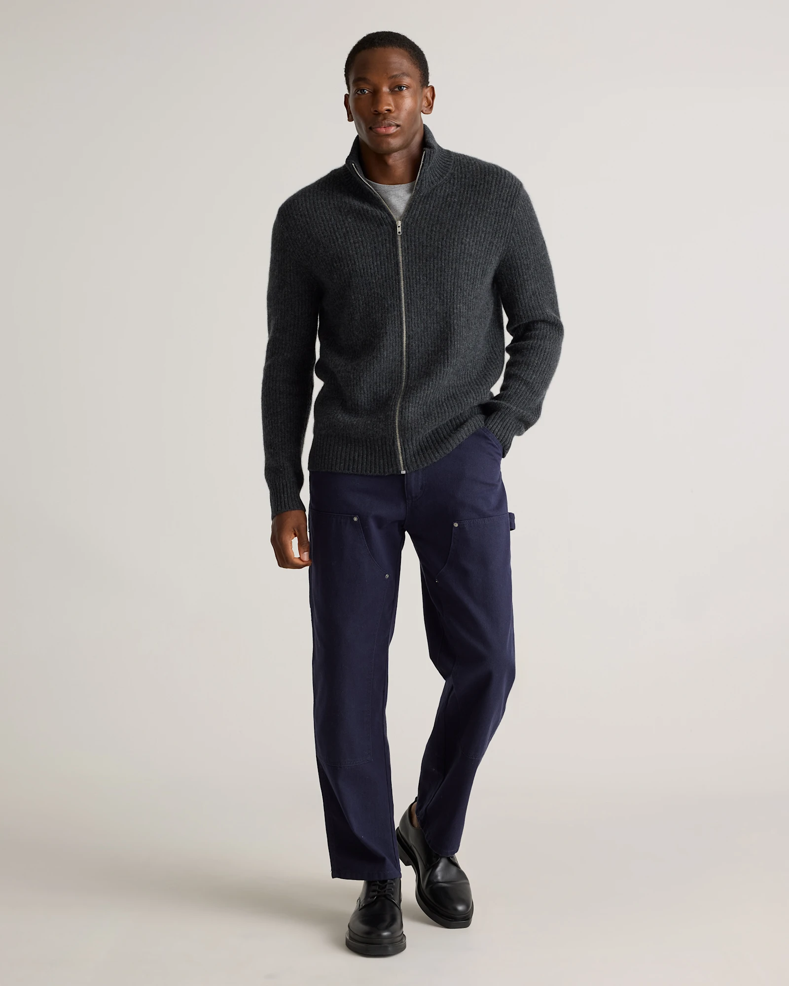 Mongolian Cashmere Fisherman Full Zip Sweater