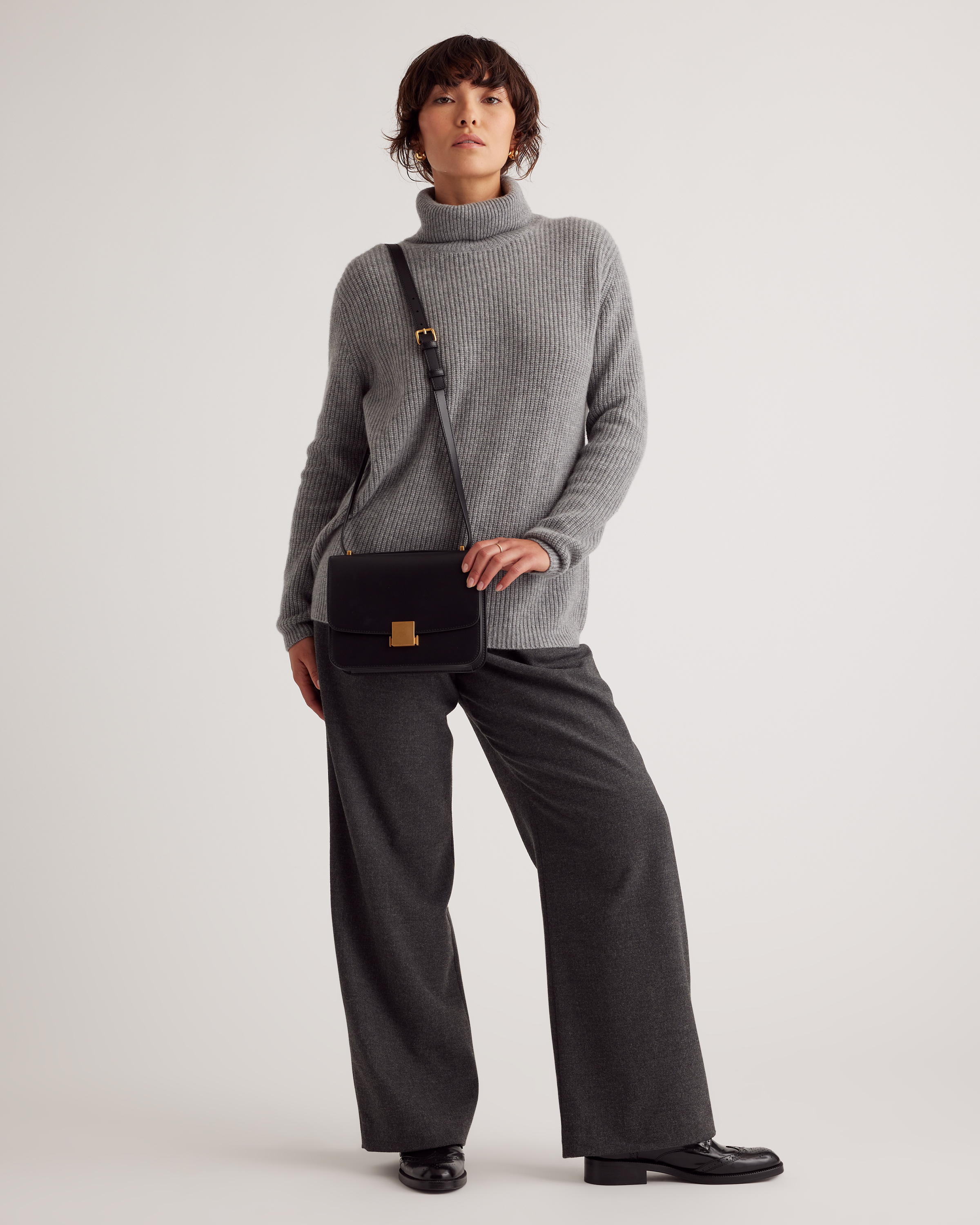 Italian Leather Box Shoulder Bag