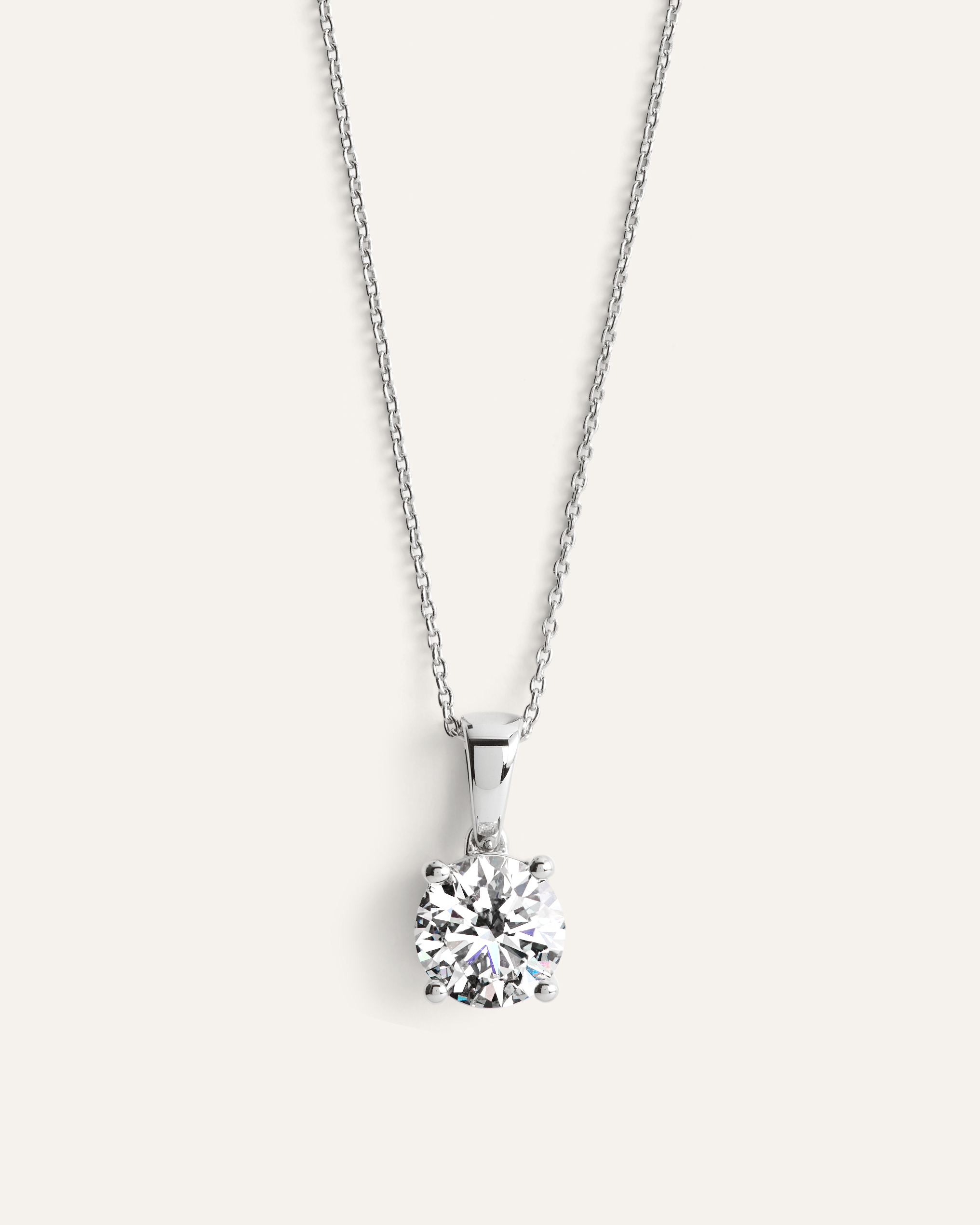 White Gold 14K Gold Lab Grown Diamond Solitaire Necklace