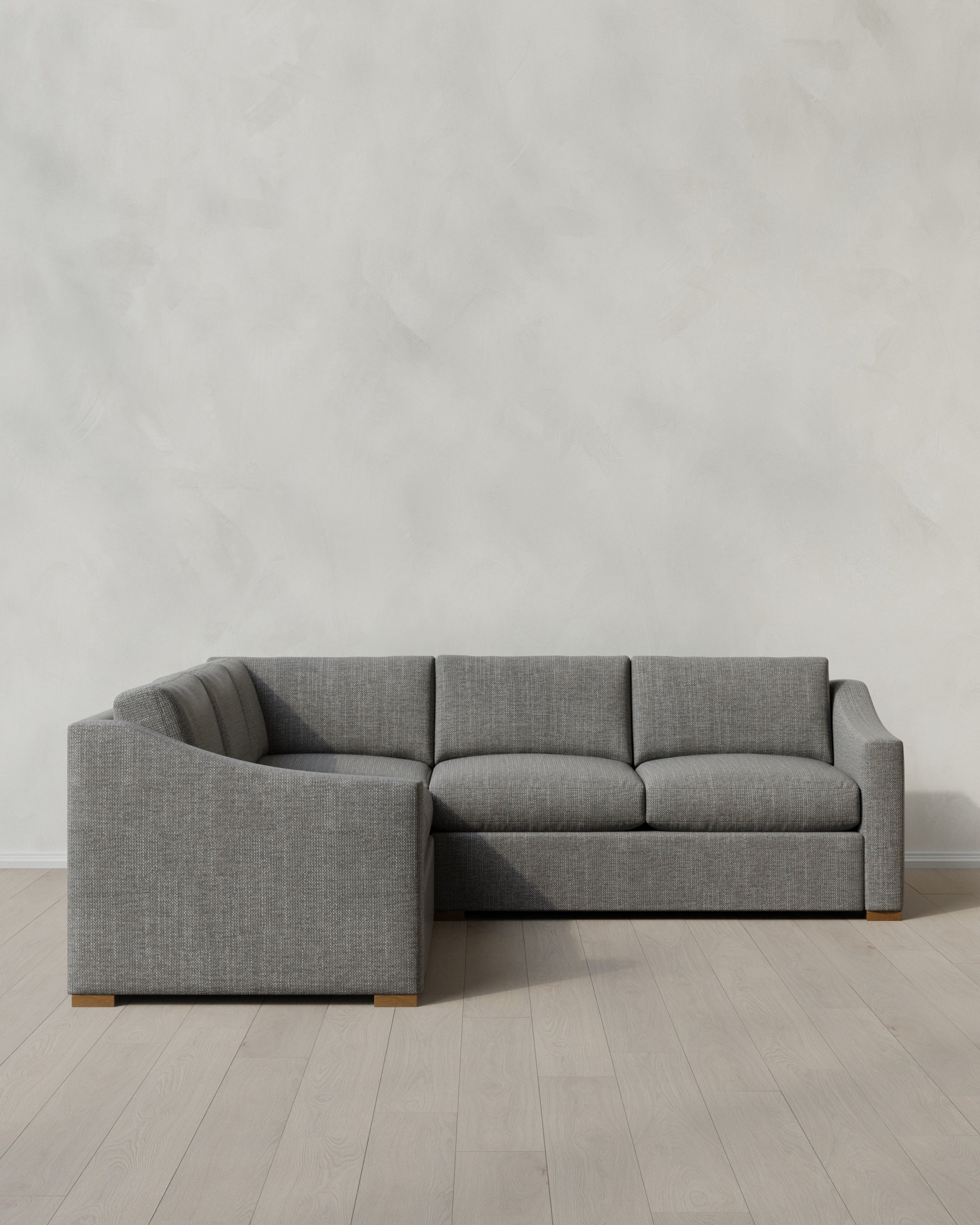 Slate Hollis Slope Arm L Sectional in Performance Chenille Linen Blend