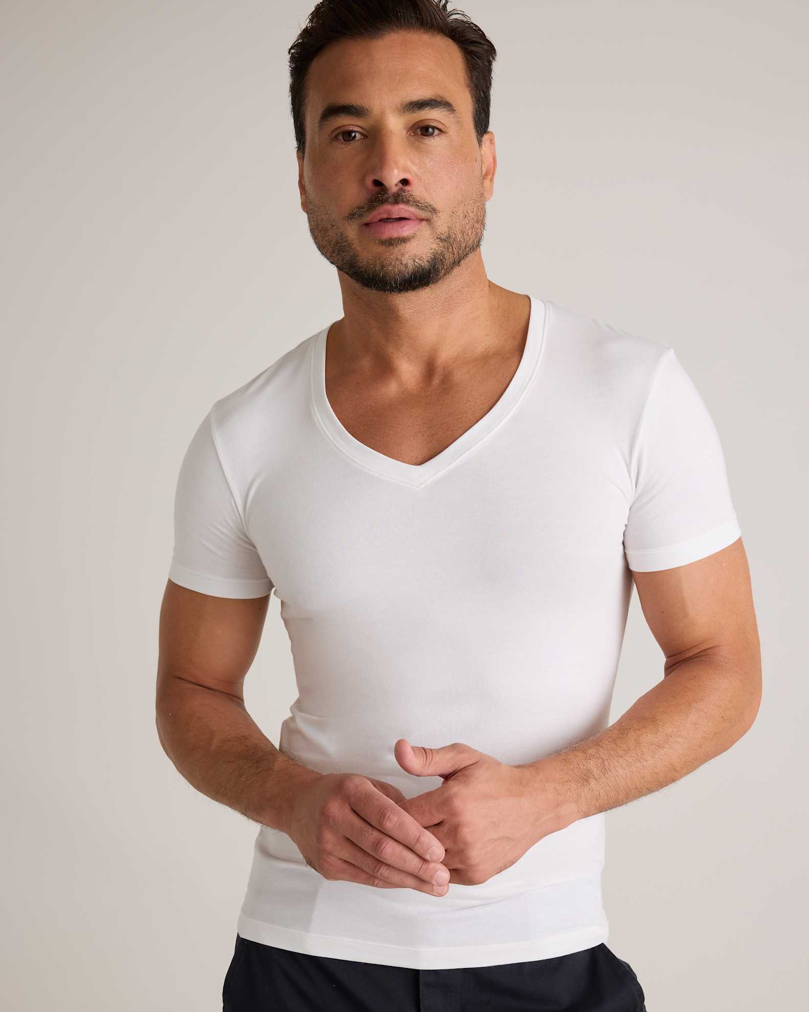 Soft Stretch V-Neck Undershirt (3-Pack) in Classic White Soft Stretch V-Neck Undershirt (3-Pack) in Classic White