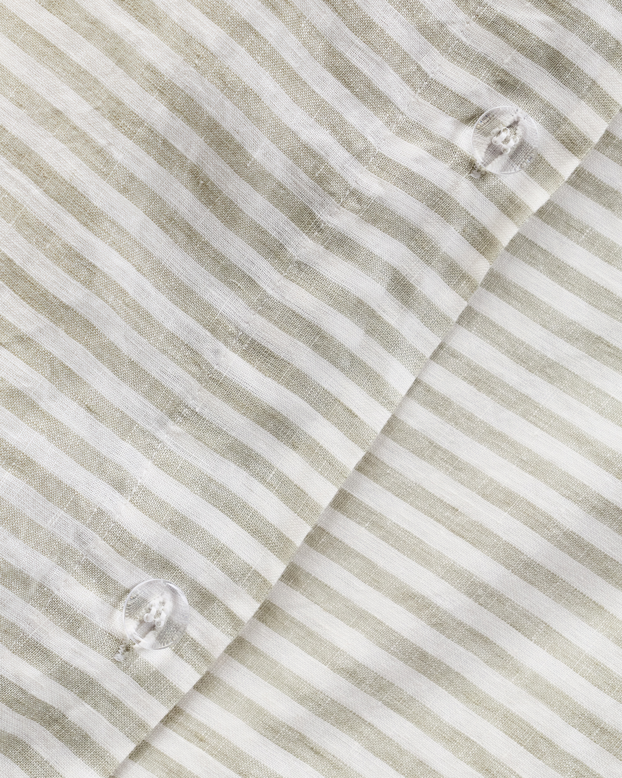 European Linen Stripe Duvet Cover Set - Willowleaf/White Stripe, King/Cal King