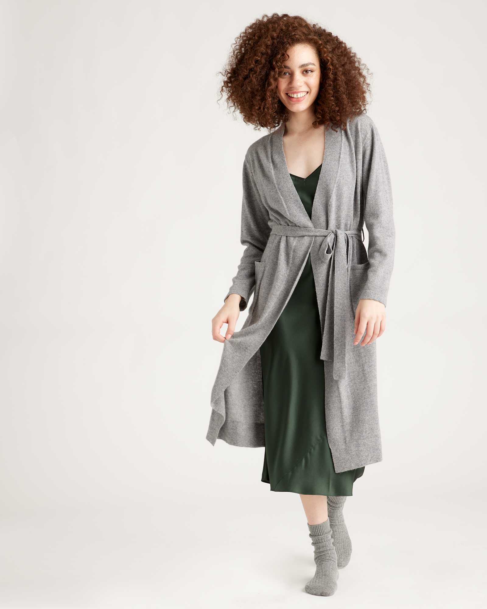 Cashmere Robe | Quince in Heather Grey